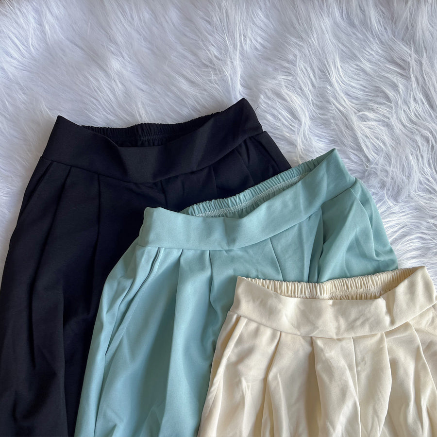 Shopping Go Wide Pants Gaucho Pants High Waist Plain Maxi Length Long Length Easy to Move Elastic Casual Skirt Pants Relax Pants
