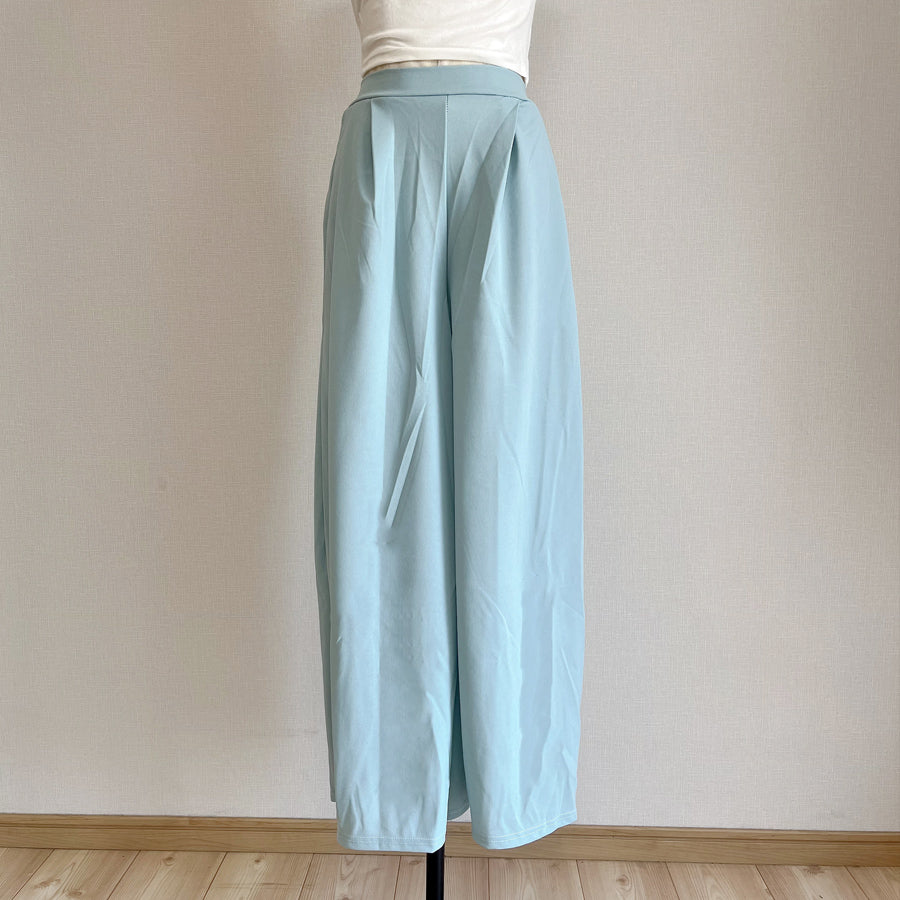 Shopping Go Wide Pants Gaucho Pants High Waist Plain Maxi Length Long Length Easy to Move Elastic Casual Skirt Pants Relax Pants