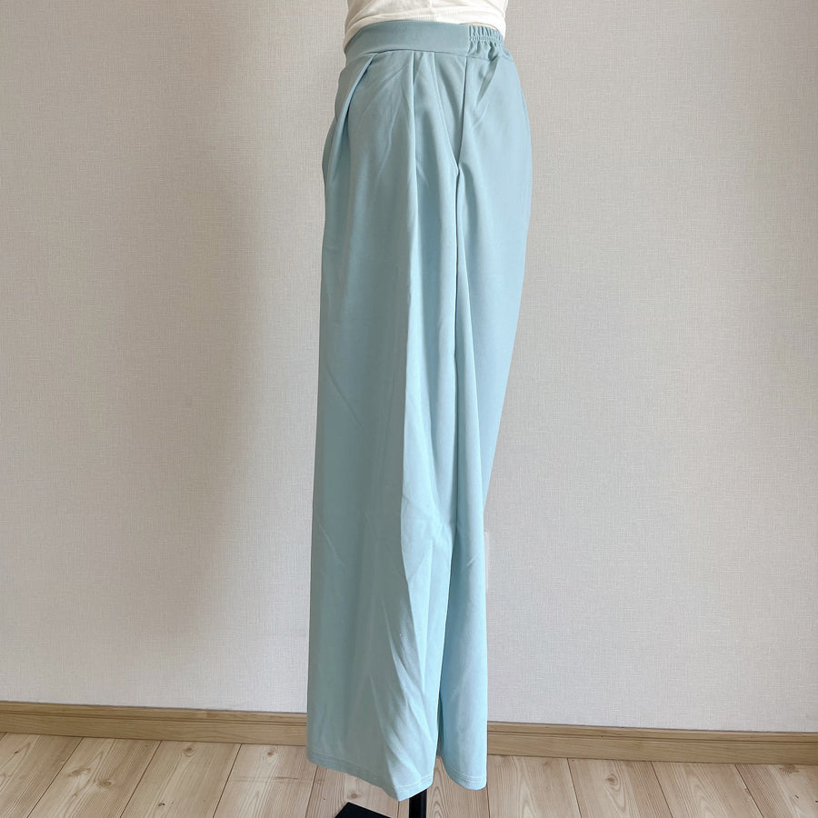 Shopping Go Wide Pants Gaucho Pants High Waist Plain Maxi Length Long Length Easy to Move Elastic Casual Skirt Pants Relax Pants
