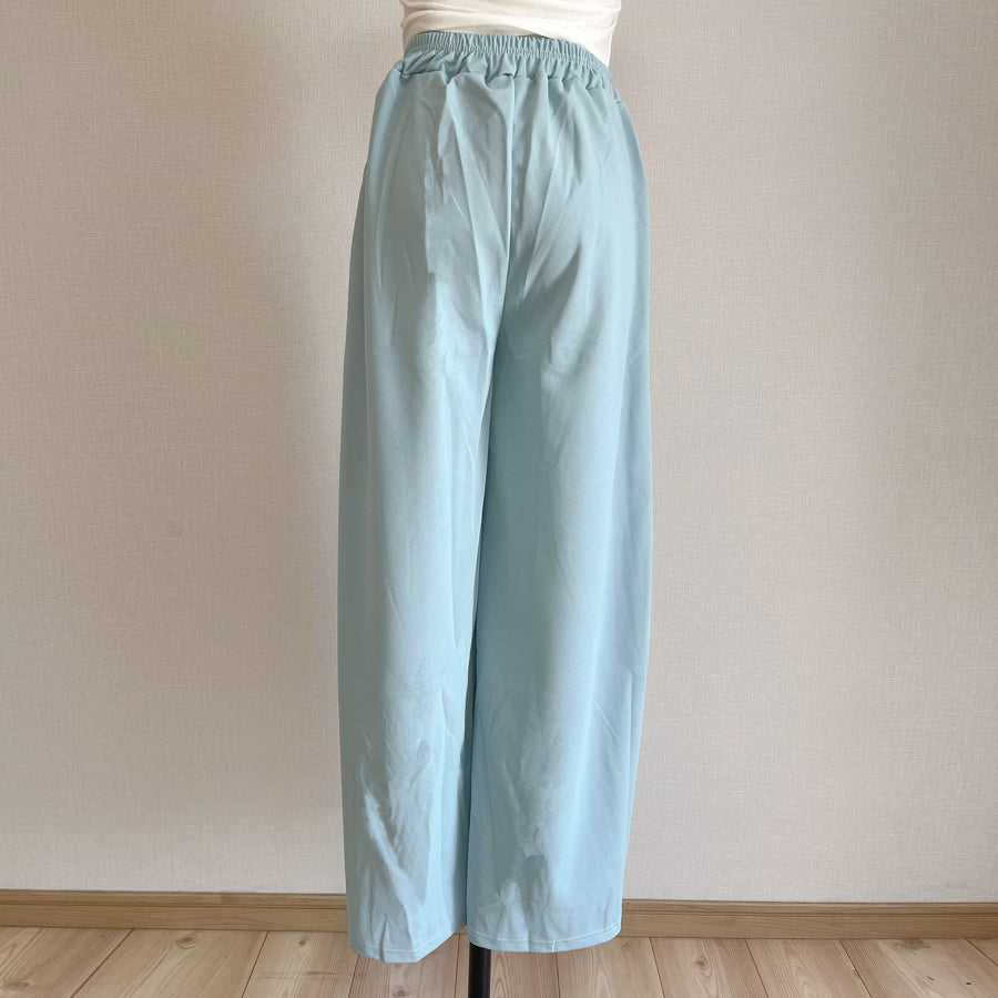 Shopping Go Wide Pants Gaucho Pants High Waist Plain Maxi Length Long Length Easy to Move Elastic Casual Skirt Pants Relax Pants