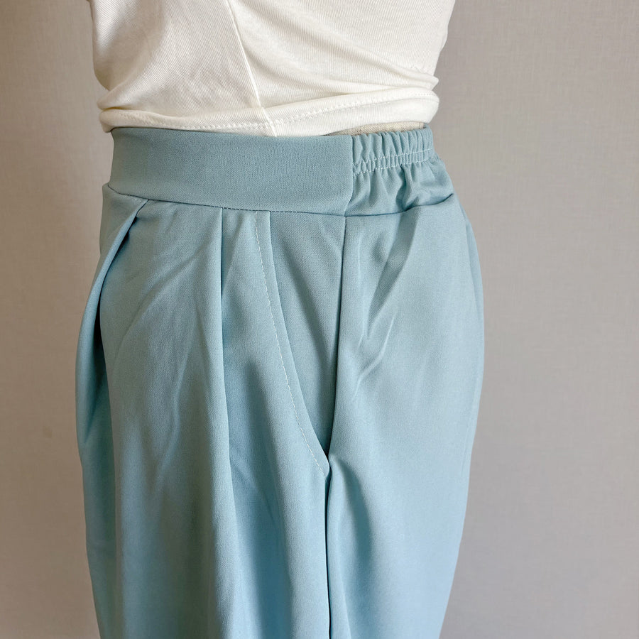 Shopping Go Wide Pants Gaucho Pants High Waist Plain Maxi Length Long Length Easy to Move Elastic Casual Skirt Pants Relax Pants