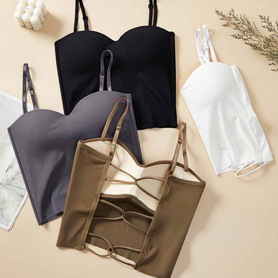 ショッピングゴー shoppinggo 背中あき キャミソール ショート丈 カップ付 キャミタンクトップ ブラ 白 黒 パット付 バックオープン 結婚式 見せブラトップ ブラカバー