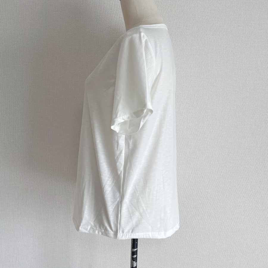 ショッピングゴー shoppinggo Tシャツ カットソー 半袖 レディース トップス プルオーバー ゆたっり Vネックシンプル 無地 おしゃれ 黒 ブラック ホワイト