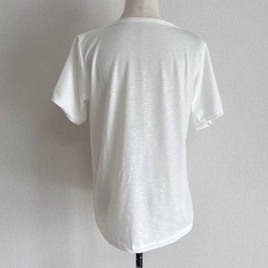 ショッピングゴー shoppinggo Tシャツ カットソー 半袖 レディース トップス プルオーバー ゆたっり Vネックシンプル 無地 おしゃれ 黒 ブラック ホワイト