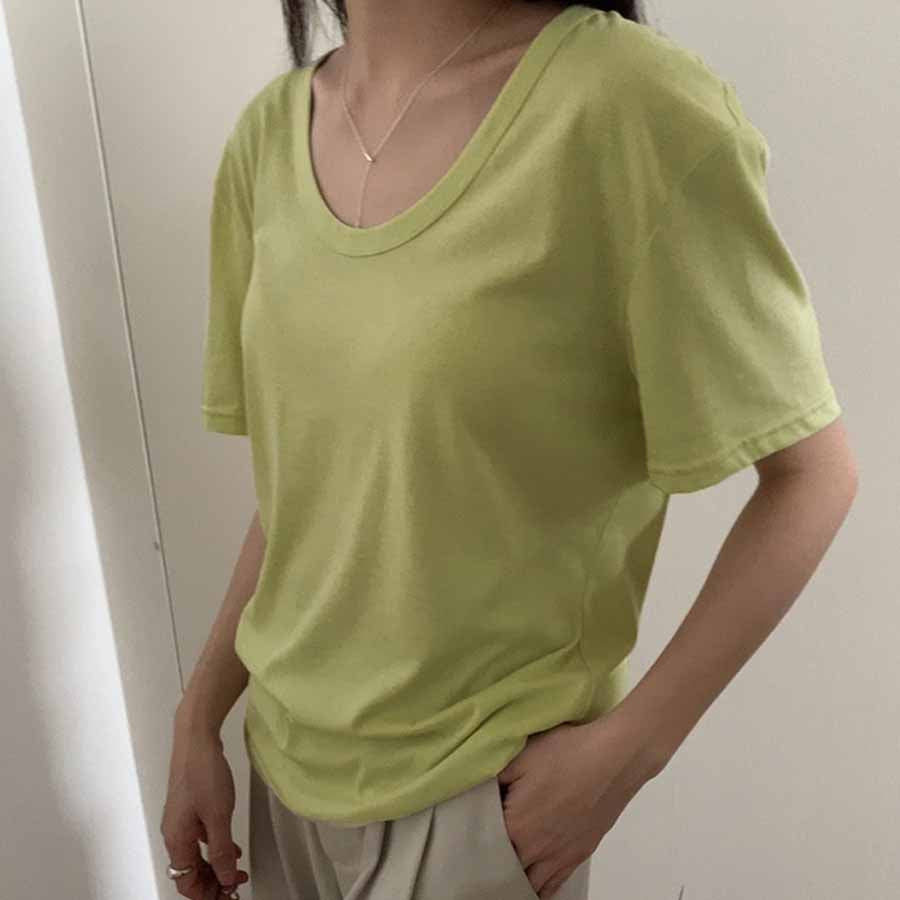 ショッピングゴー shoppinggo Tシャツ カットソー 半袖 レディース トップス プルオーバー ゆたっり Vネックシンプル 無地 おしゃれ 黒 ブラック ホワイト