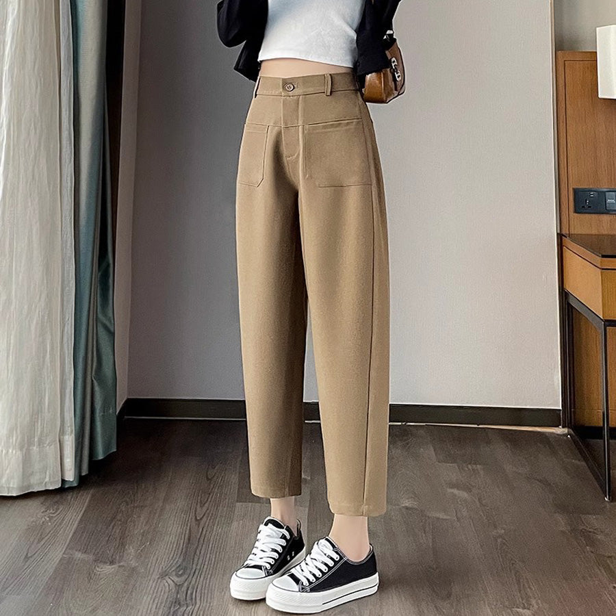 ショッピングゴー shoppinggo テーパードパンツ アンクル丈 細型 リラックスパンツ カジュアルパンツ 無地 ゆるい 体型カバー ウエストゴム ロングパンツ