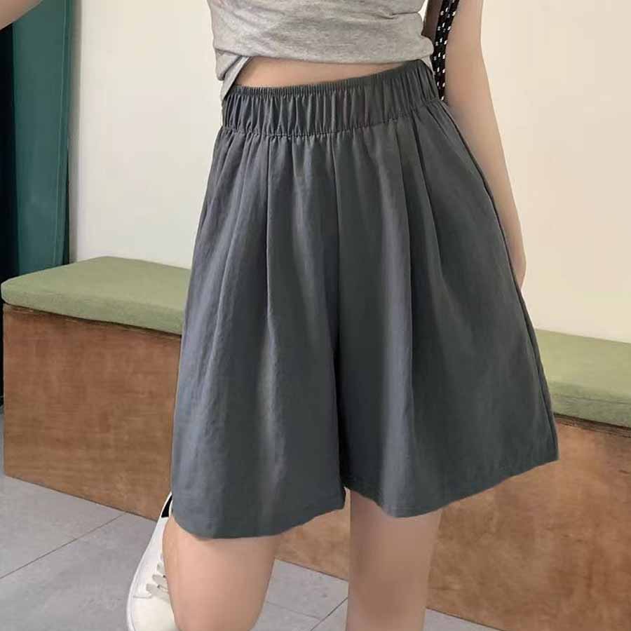 Shopping Go Korean-style shorts for women, half pants, gaucho pants, bottoms, elastic waist, loose fit, relaxed, five-minute length, cool.