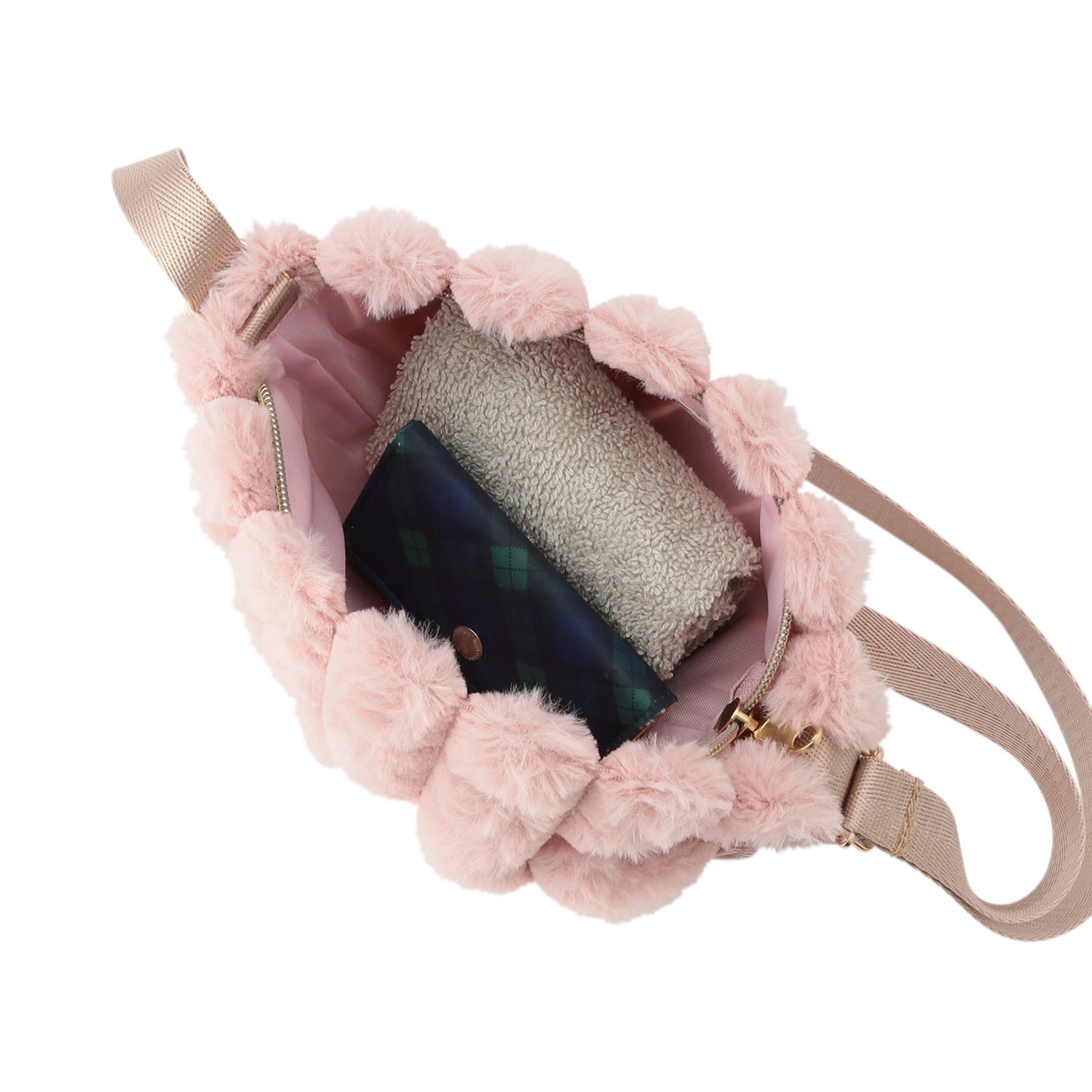 シューラルー キッズ SHOO・LA・RUE／Kids ストライプフェイクファーポシェット