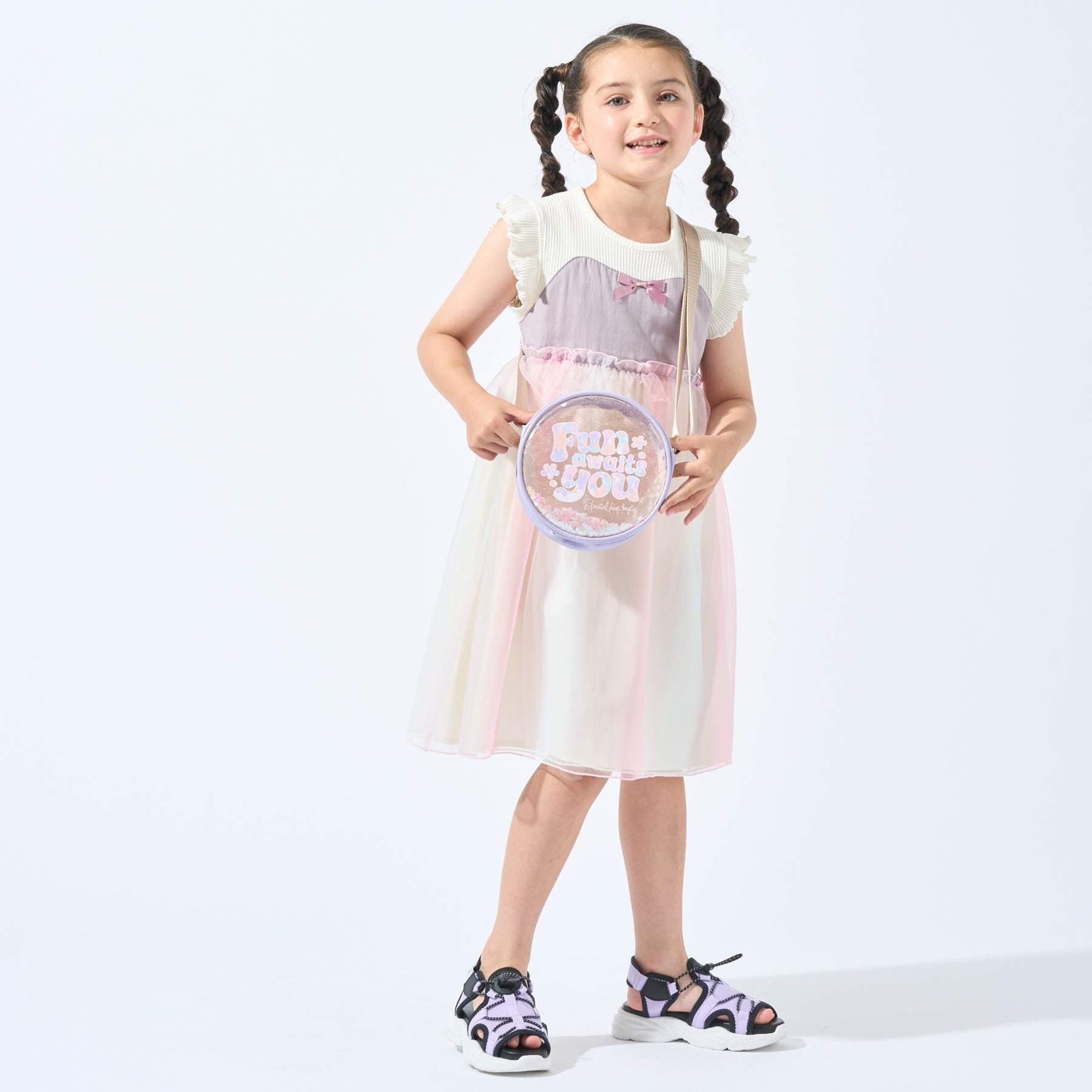 シューラルー キッズ SHOO・LA・RUE／Kids PVCラウンドポシェット （サックスブルー(090)） サックスブルー(090)