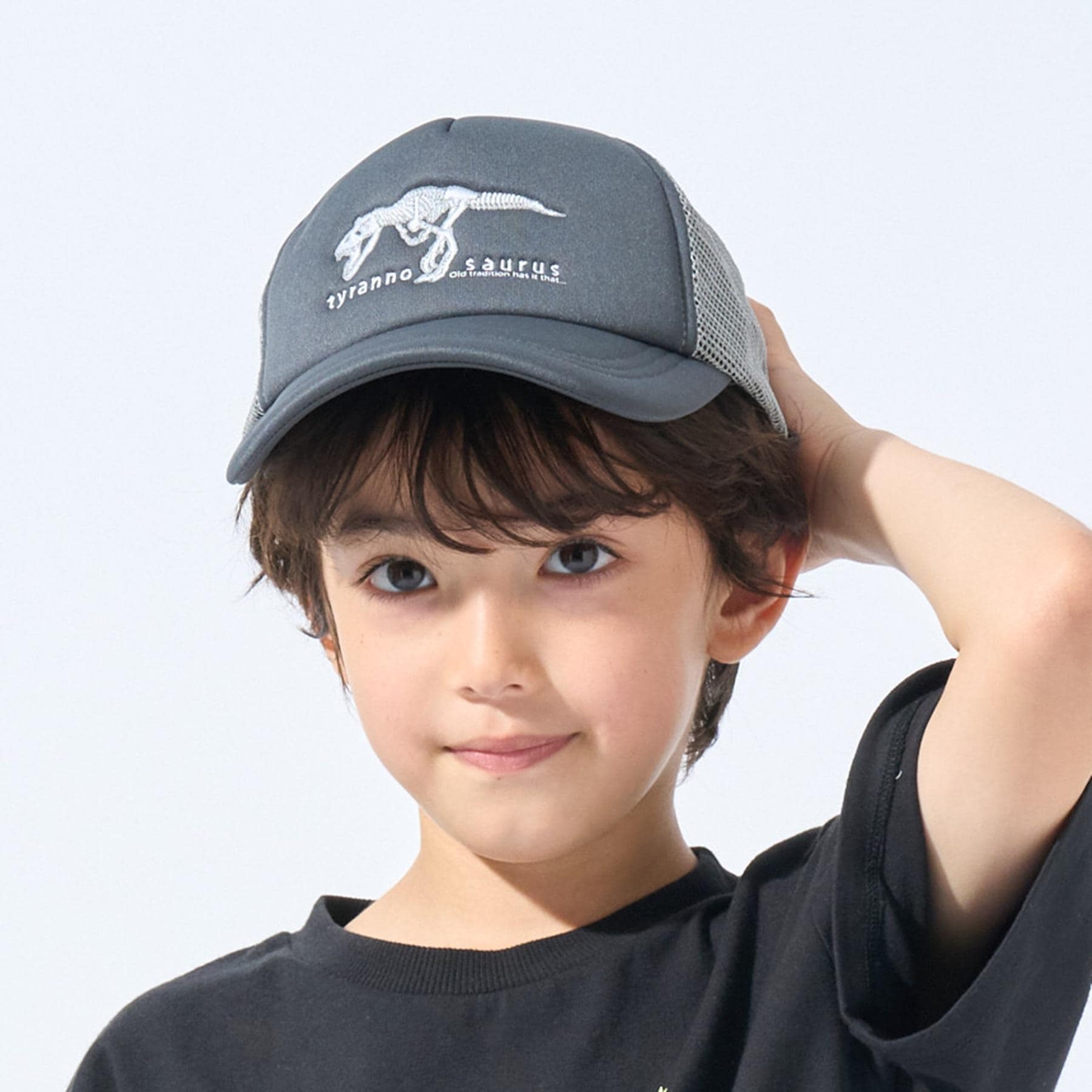 シューラルー キッズ SHOO・LA・RUE／Kids 恐竜スカルメッシュキャップ （チャコールグレー(013)） チャコールグレー(013)