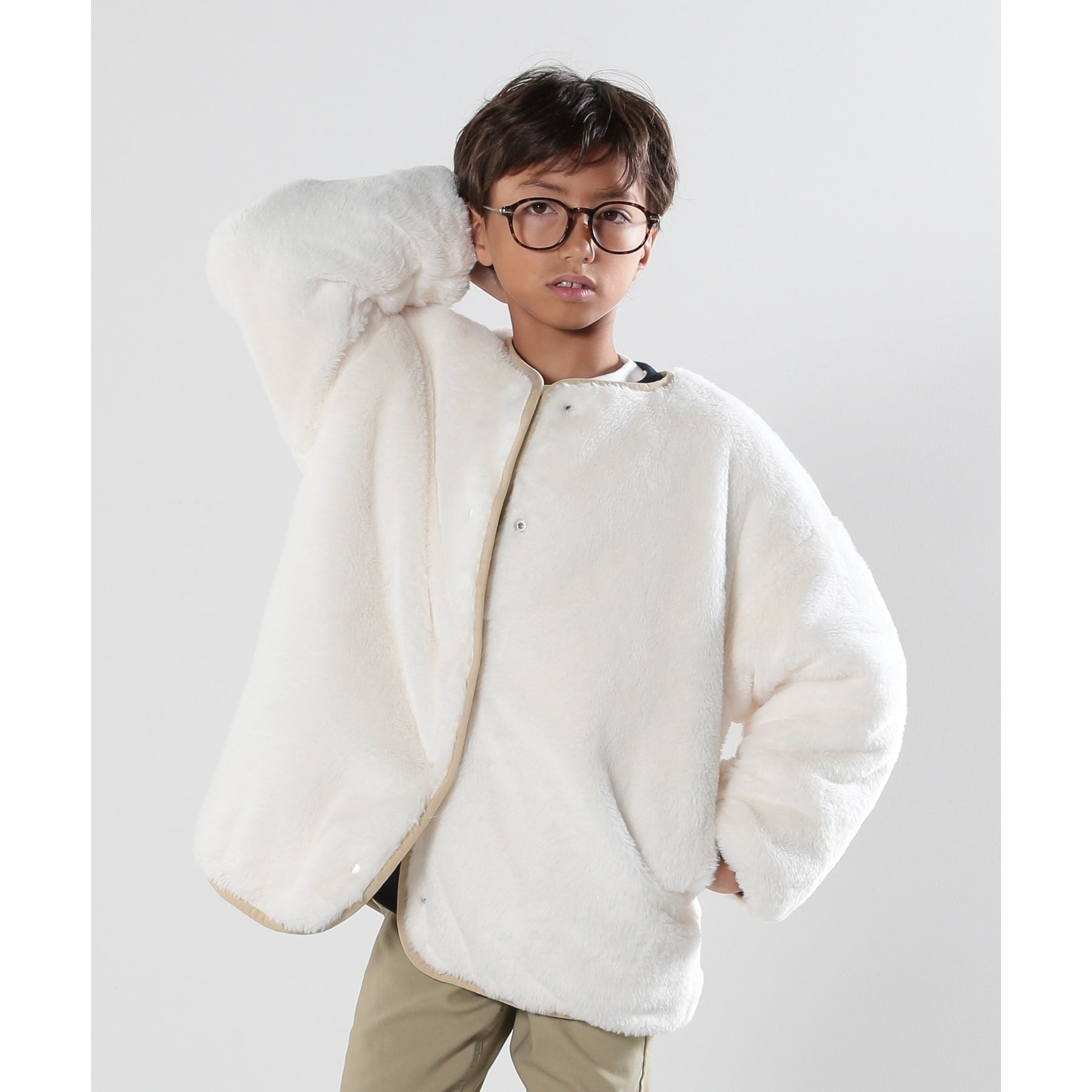 シューラルー キッズ SHOO・LA・RUE／Kids 【110-140cm/撥水】キルト×エコファーリバーシブルジャケット