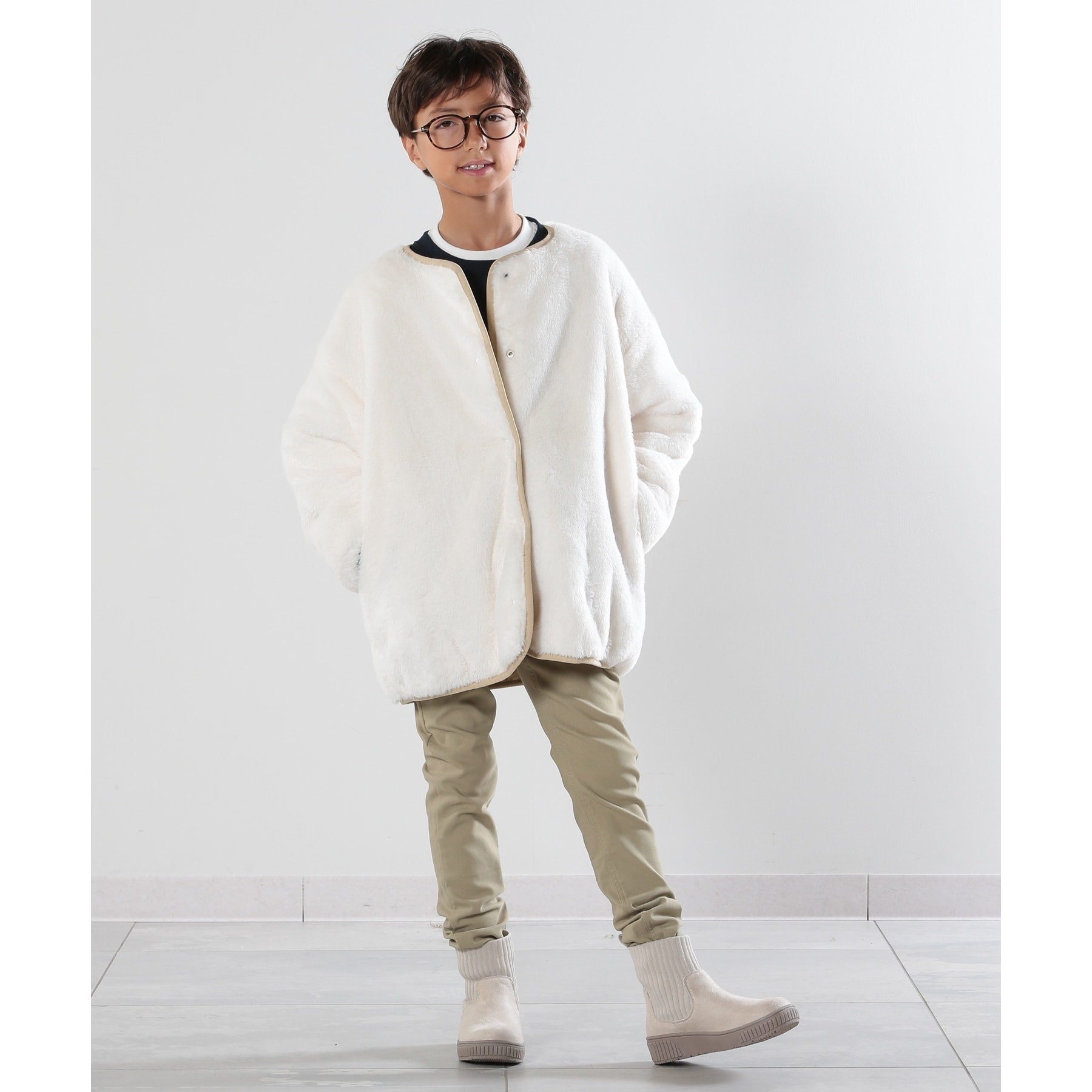 シューラルー キッズ SHOO・LA・RUE／Kids 【110-140cm/撥水】キルト×エコファーリバーシブルジャケット