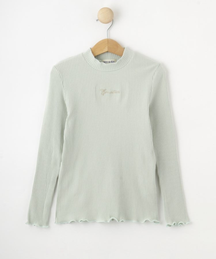 シューラルー キッズ SHOO・LA・RUE／Kids 刺繍ロゴ使いリブロンT （ライトグリーン(020)） ライトグリーン(020)