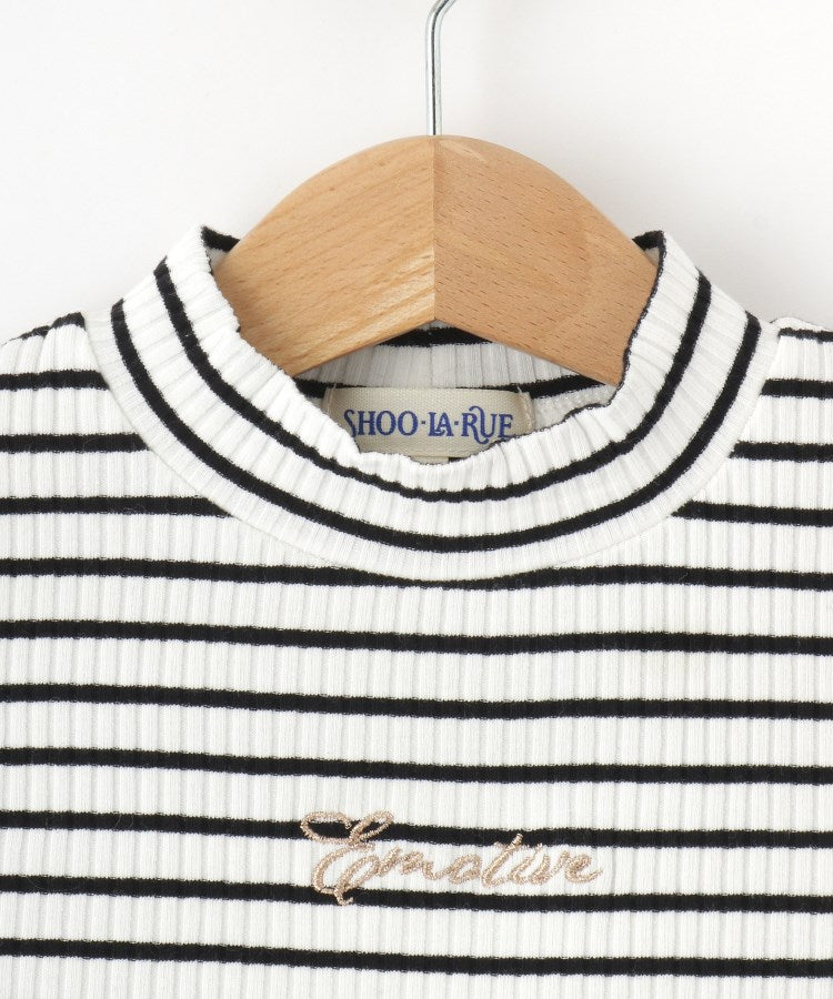 シューラルー キッズ SHOO・LA・RUE／Kids 刺繍ロゴ使いリブロンT （ライトグリーン(020)） ライトグリーン(020)