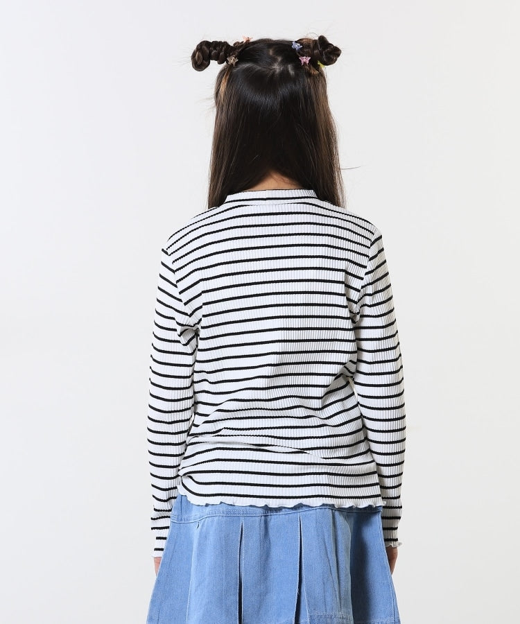 シューラルー キッズ SHOO・LA・RUE／Kids 刺繍ロゴ使いリブロンT （ライトグリーン(020)） ライトグリーン(020)