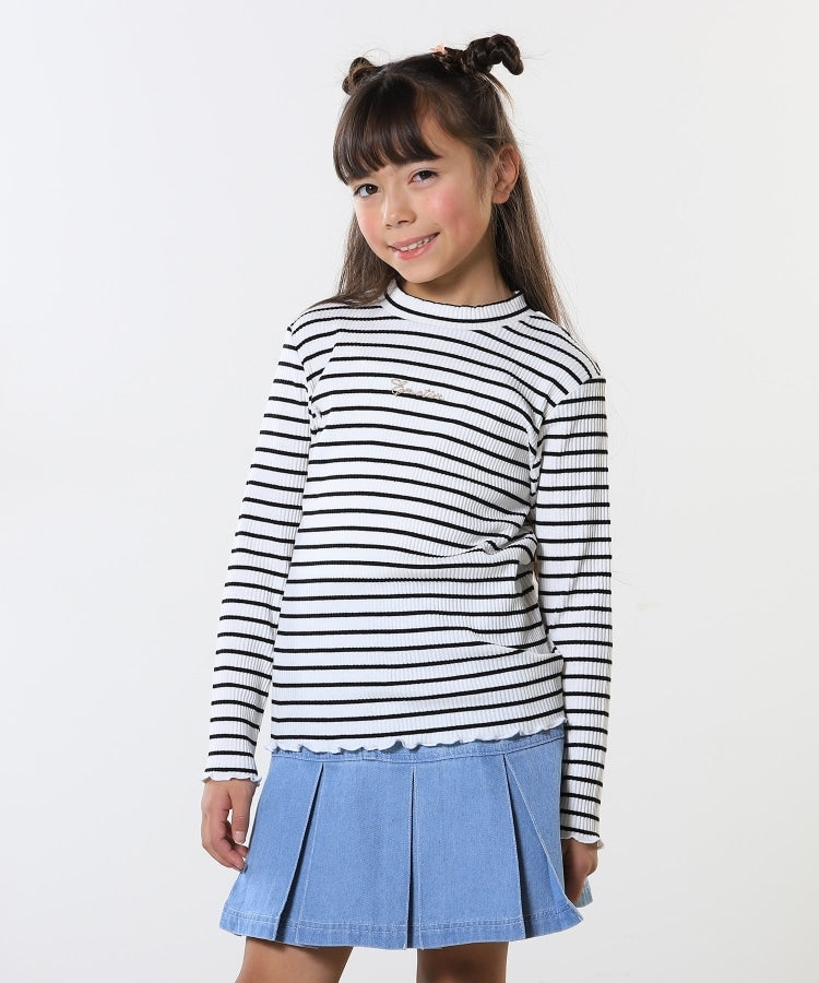 シューラルー キッズ SHOO・LA・RUE／Kids 刺繍ロゴ使いリブロンT （ホワイト(301)） ホワイト(301)