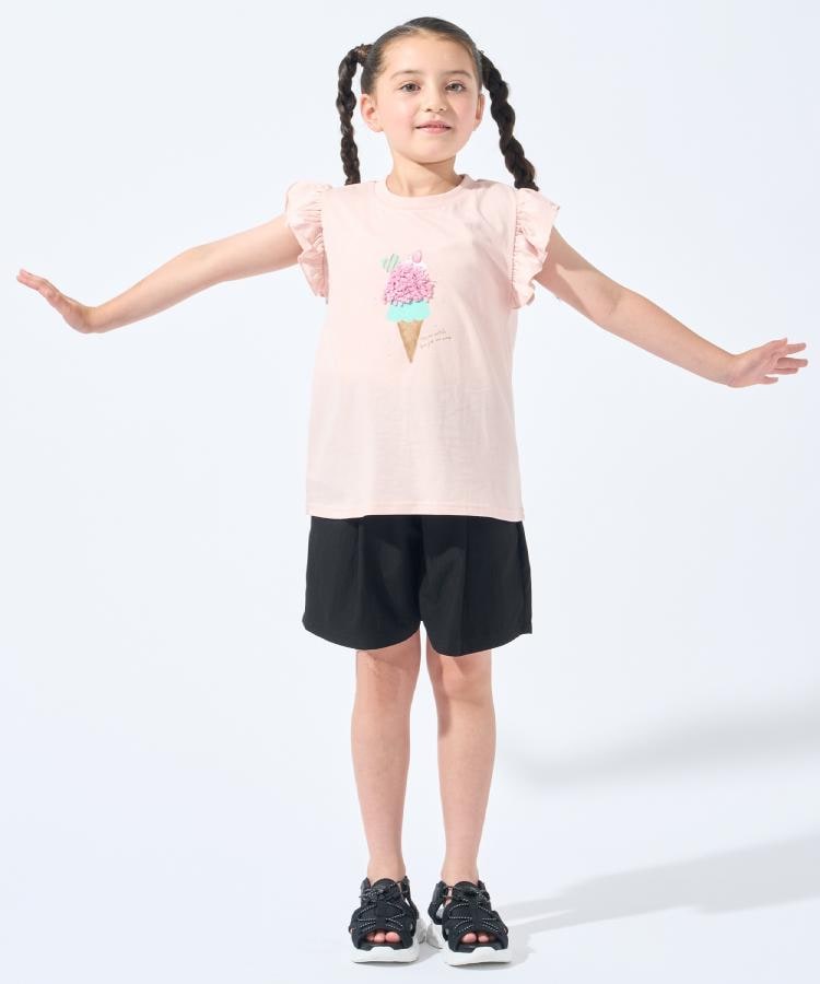 シューラルー キッズ SHOO・LA・RUE／Kids 【ひんやり】ポケットフリルキュロット （サックスブルー(090)） サックスブルー(090)