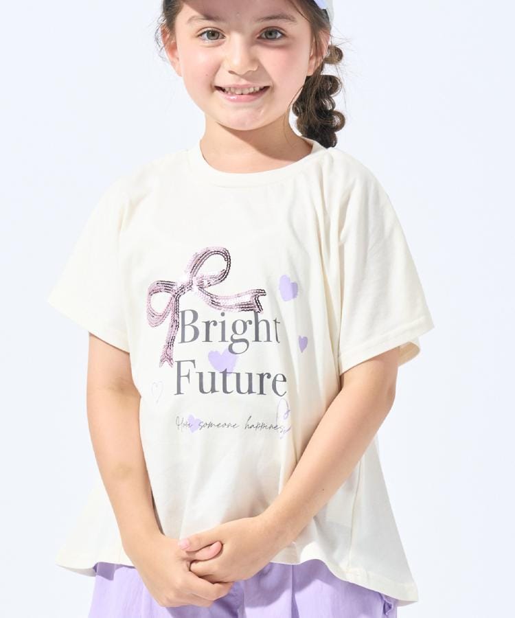 シューラルー キッズ SHOO・LA・RUE／Kids 【ひんやり】スパンコールモチーフTシャツ （オフホワイト(003)） オフホワイト(003)