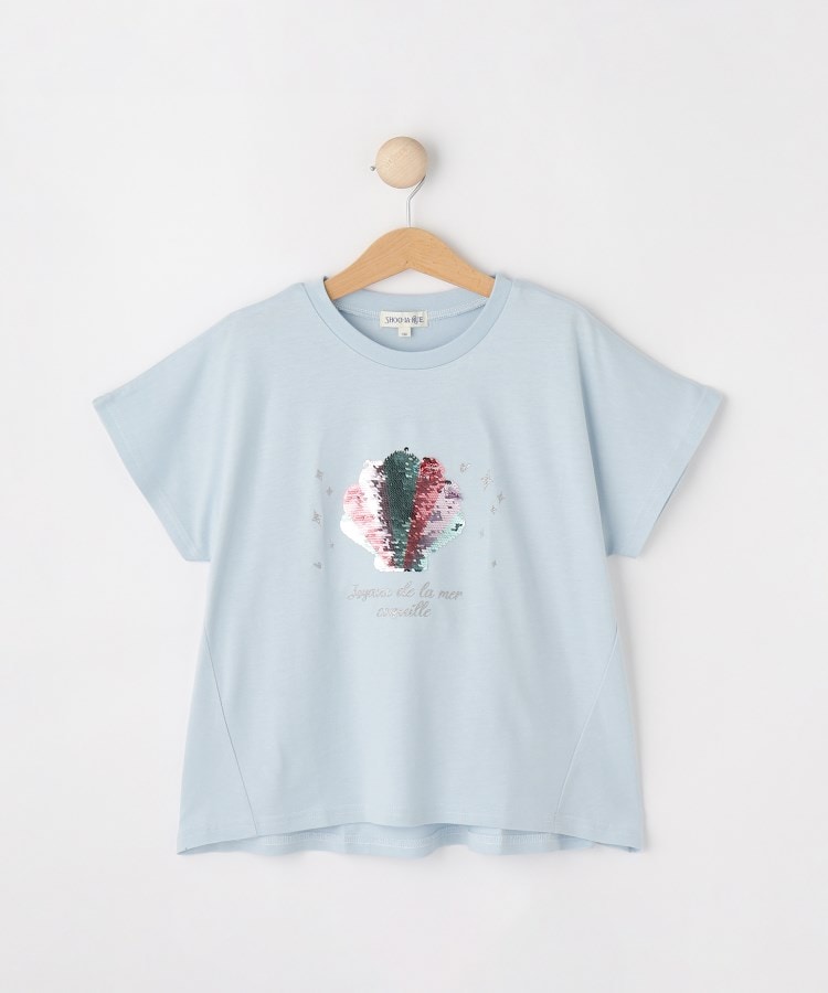 シューラルー キッズ SHOO・LA・RUE／Kids 【ひんやり】スパンコールモチーフTシャツ （サックスブルー(090)） サックスブルー(090)