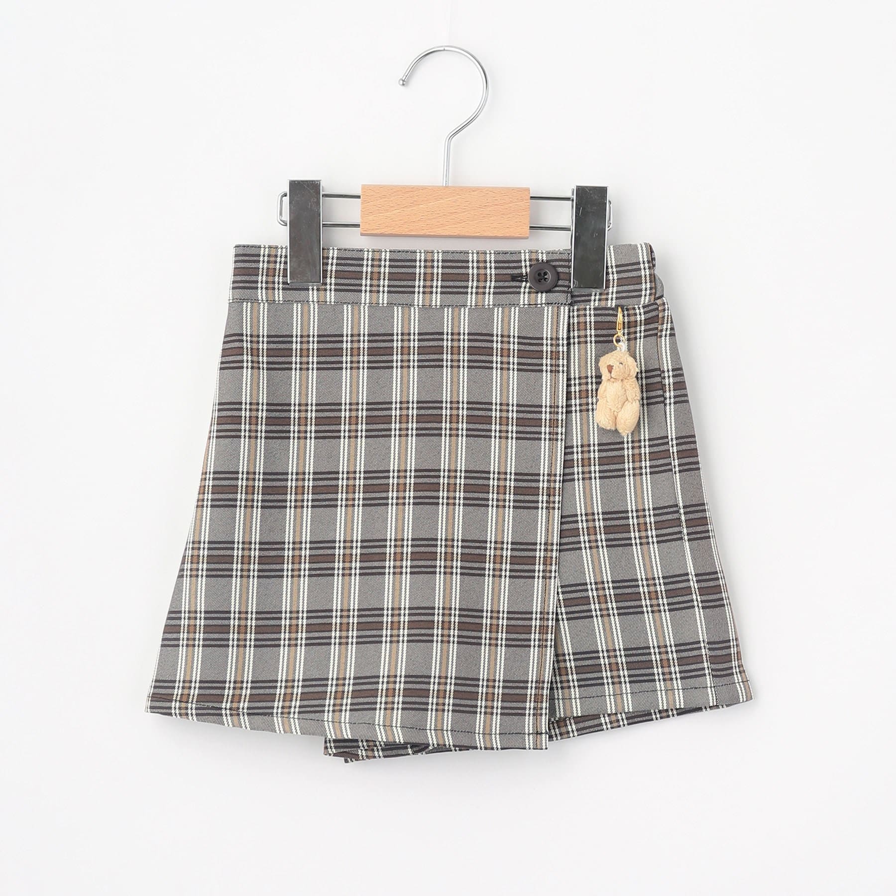 シューラルー キッズ SHOO・LA・RUE／Kids クマチャーム付きチェックスカパン