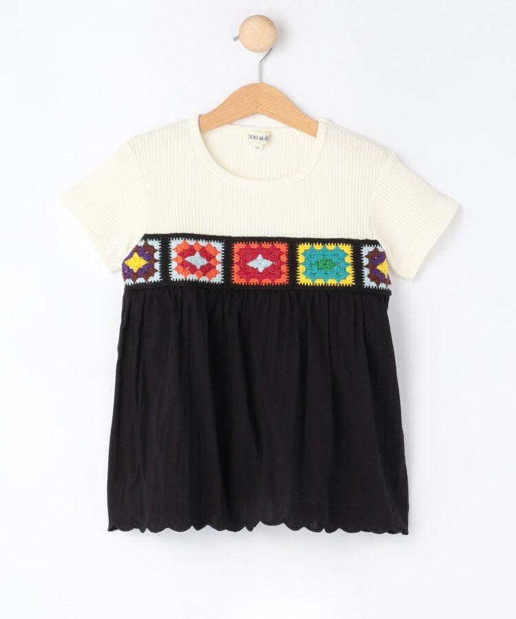シューラルー キッズ SHOO･LA･RUE／Kids クロシェ編みデザインTシャツ （ブラック(019)） ブラック(019)