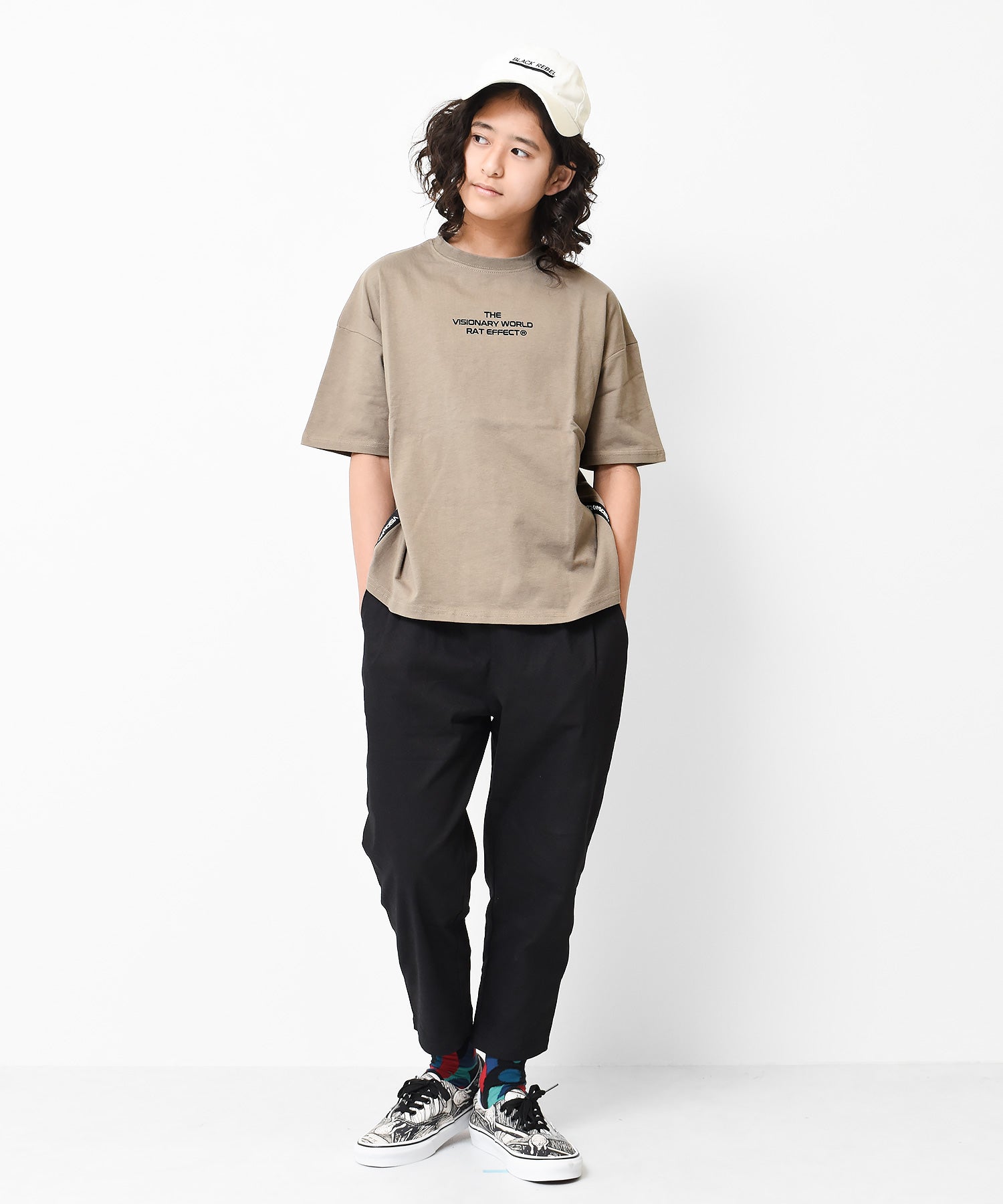 ラット エフェクト RAT EFFECT サイドテープ付きバックプリントビックTシャツ （ライトグレー） ライトグレー
