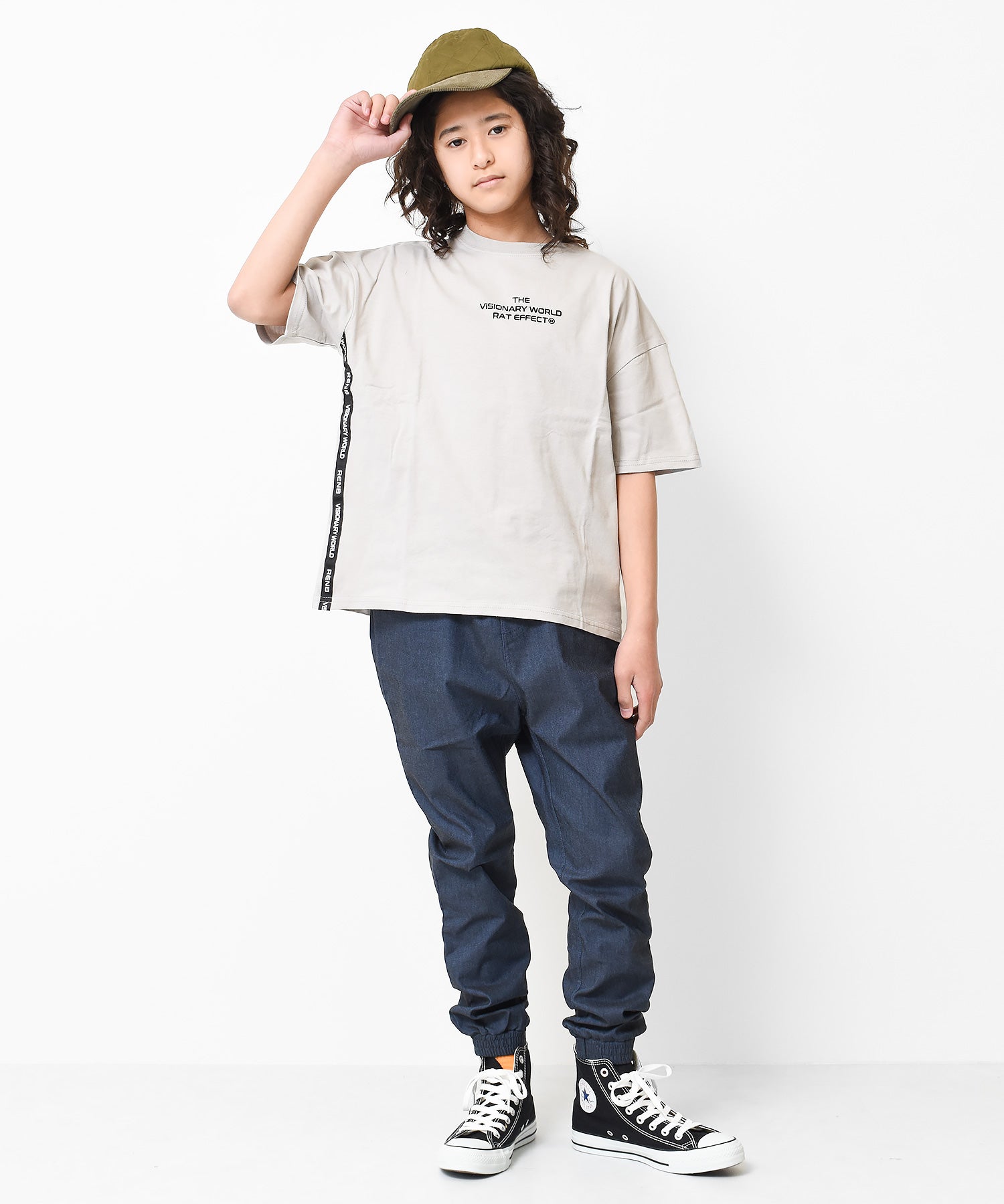 ラット エフェクト RAT EFFECT サイドテープ付きバックプリントビックTシャツ （ライトグレー） ライトグレー