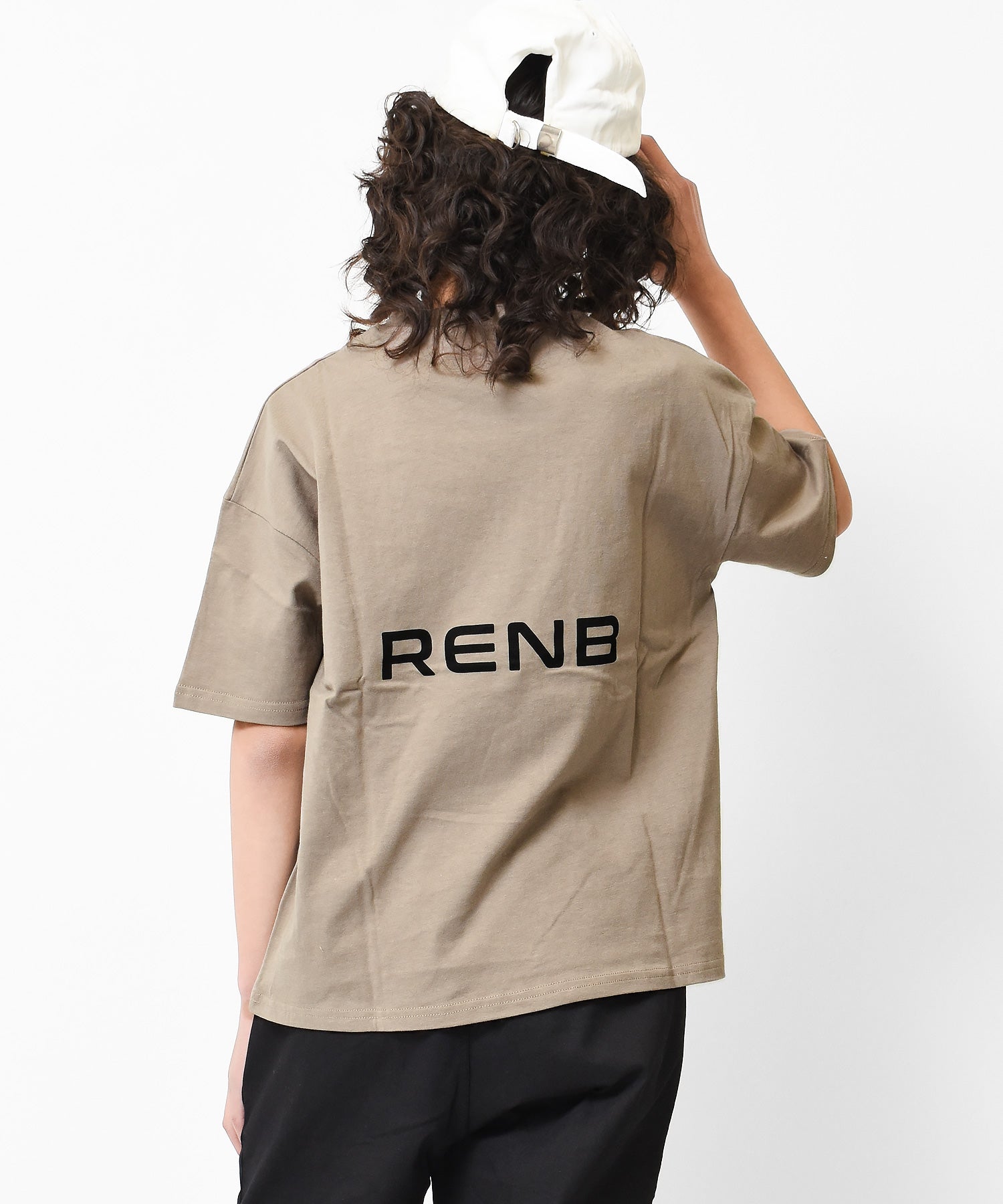 ラット エフェクト RAT EFFECT サイドテープ付きバックプリントビックTシャツ,ベージュ