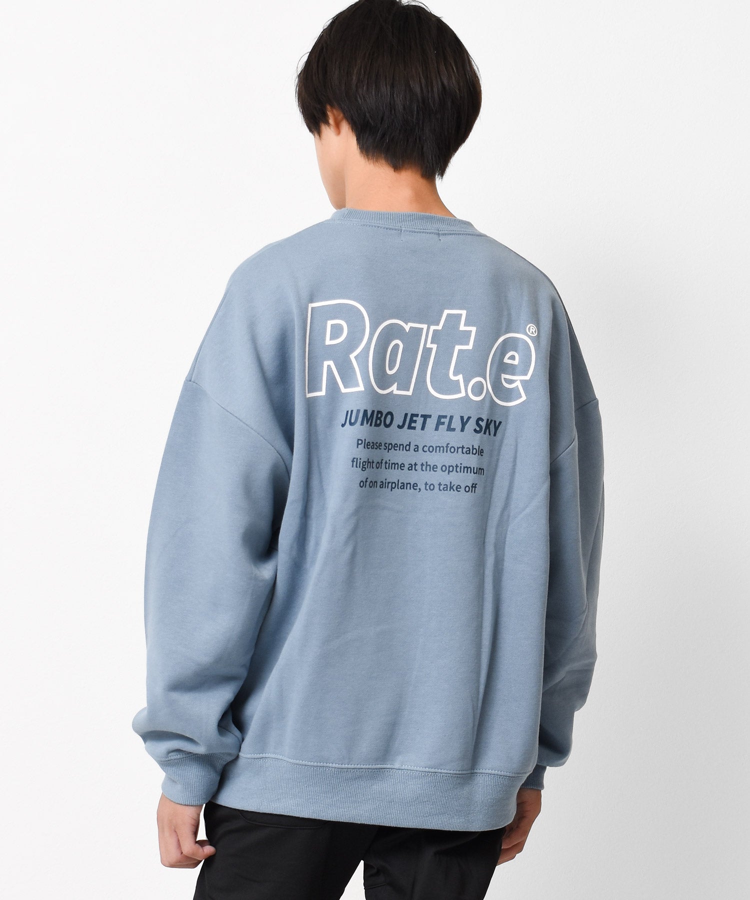 ラット エフェクト RAT EFFECT 裏起毛バックロゴプリントトレーナー,ライトブルー