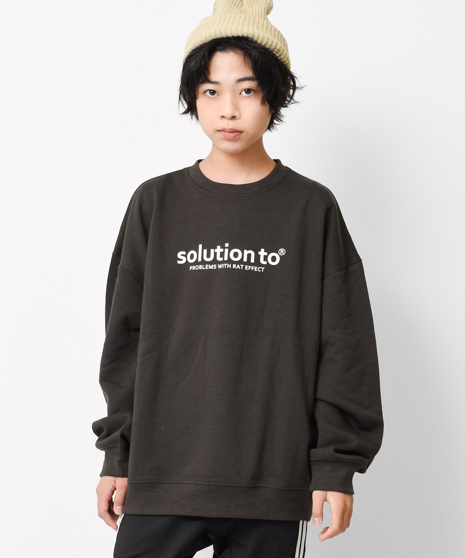 ラット エフェクト RAT EFFECT solutionロゴプリント裏起毛トレーナー （チャコール） チャコール