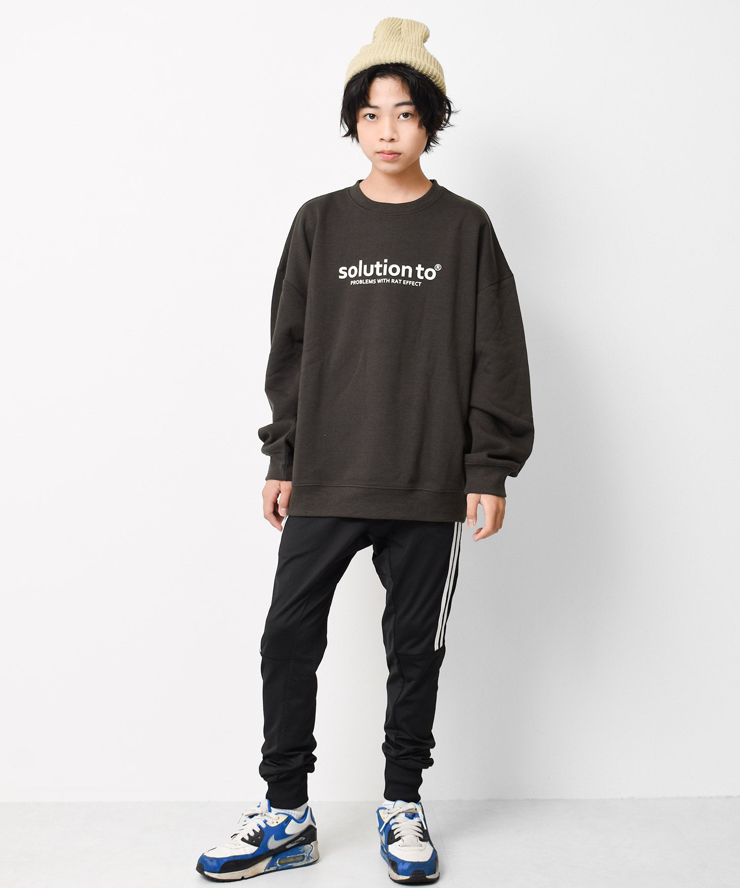 ラット エフェクト RAT EFFECT solutionロゴプリント裏起毛トレーナー （チャコール） チャコール