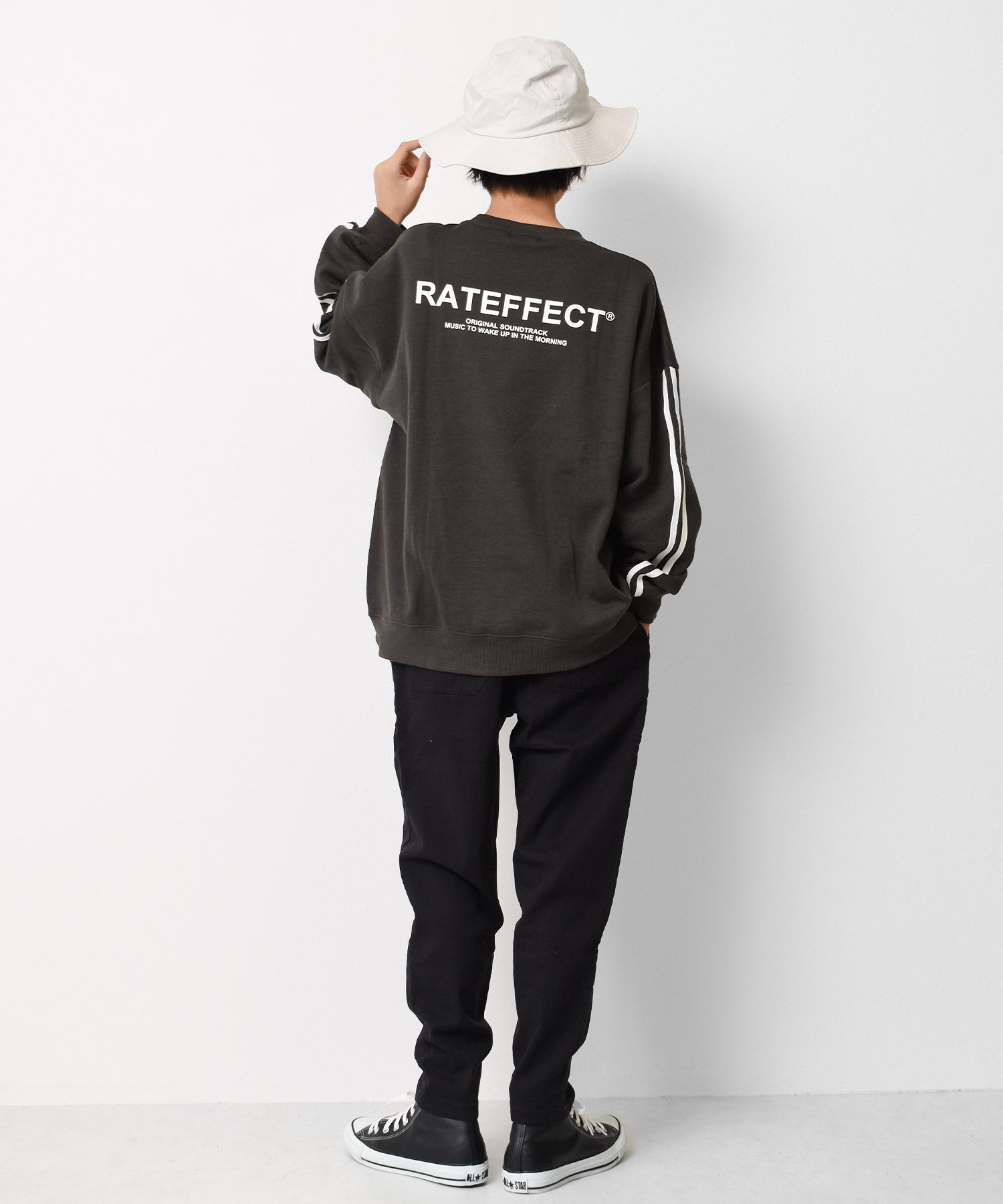 ラット エフェクト RAT EFFECT 裏起毛袖ライントレーナー