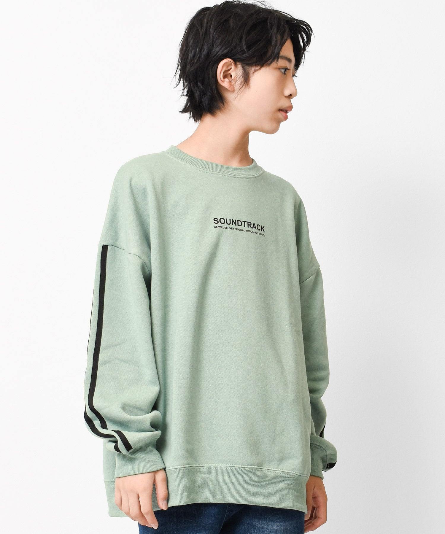 ラット エフェクト RAT EFFECT 裏起毛袖ライントレーナー,グリーン