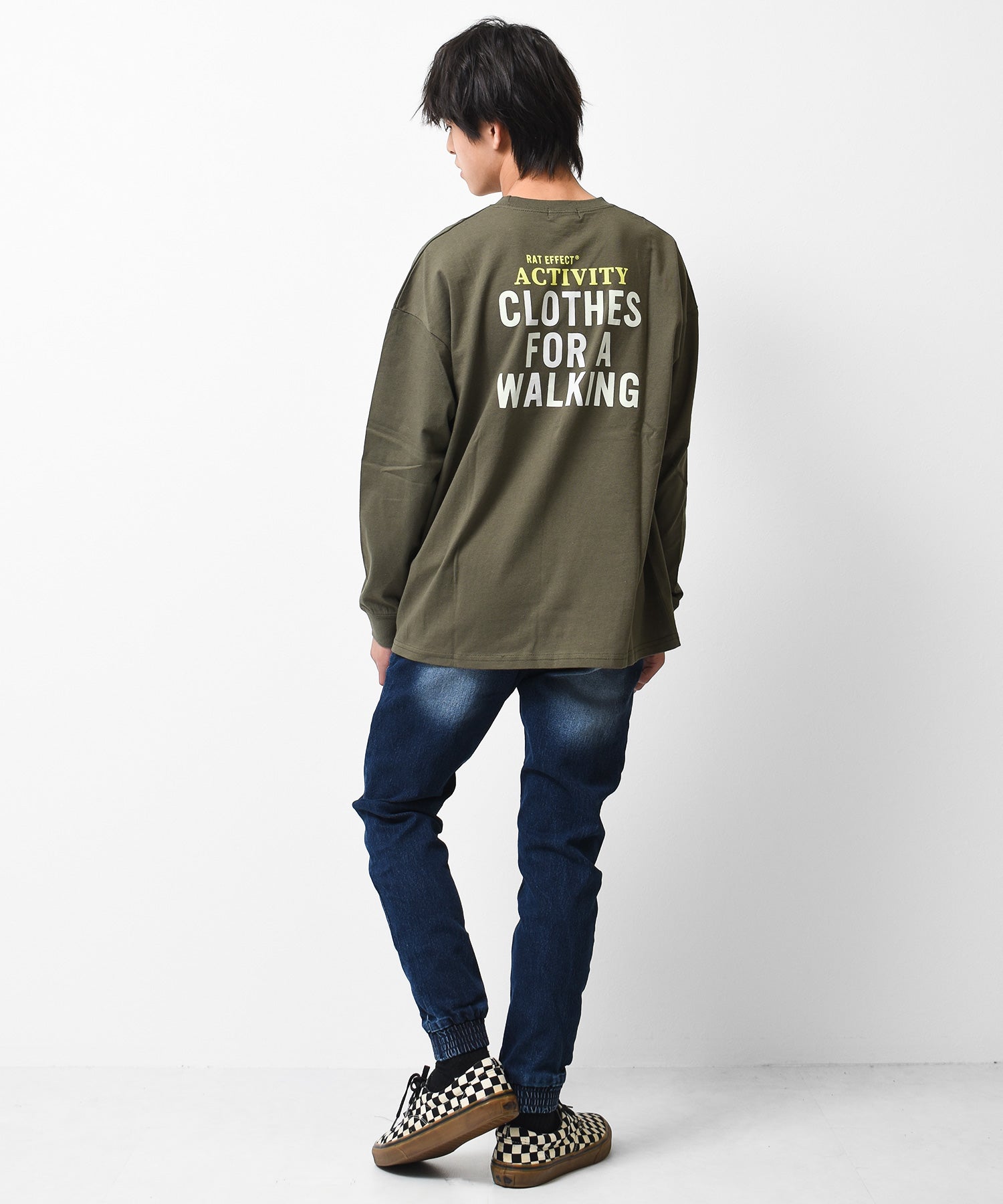 ラット エフェクト RAT EFFECT ポケット付バックプリント袖リブロングTシャツ （オフホワイト） オフホワイト