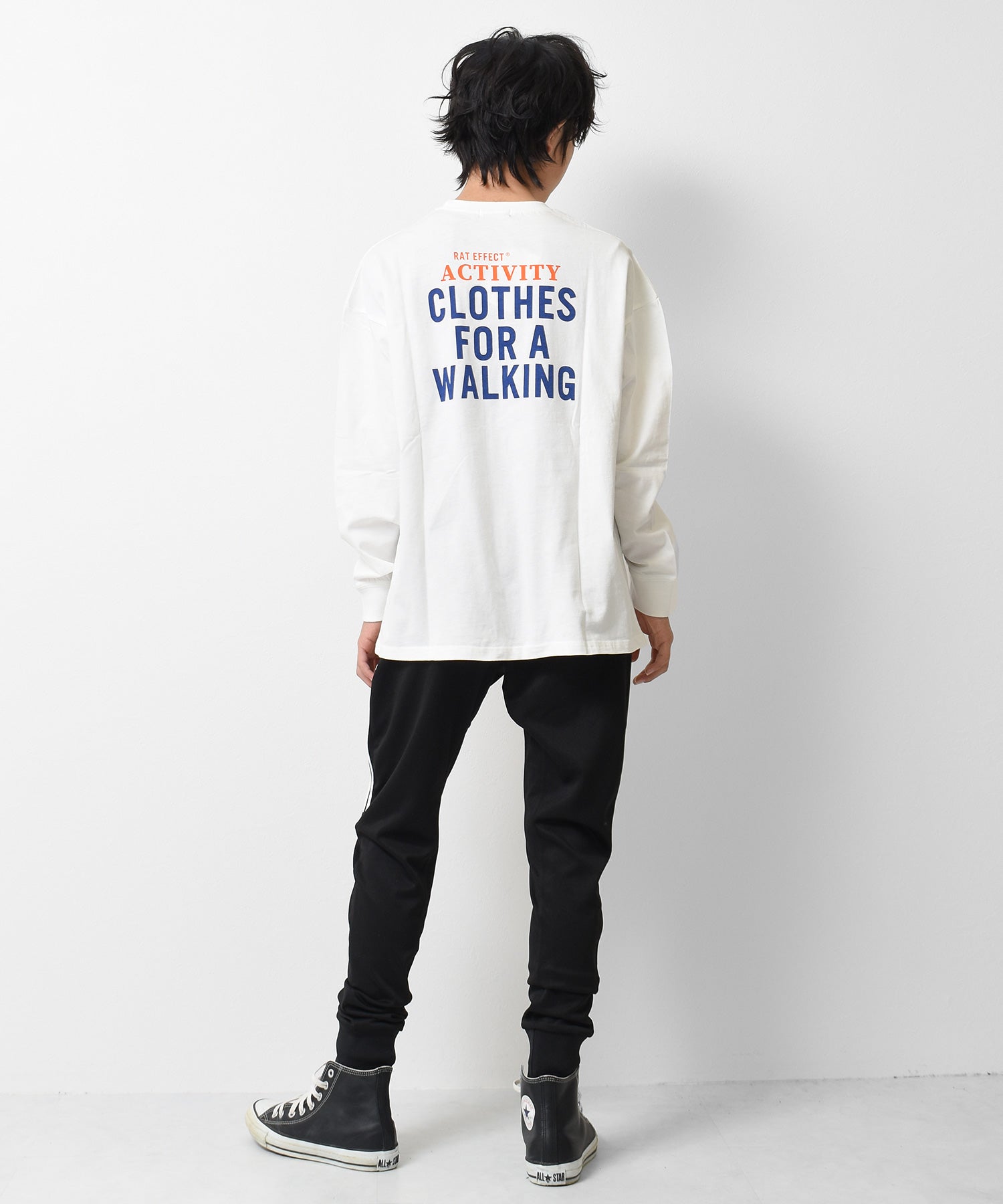 ラット エフェクト RAT EFFECT ポケット付バックプリント袖リブロングTシャツ （オフホワイト） オフホワイト