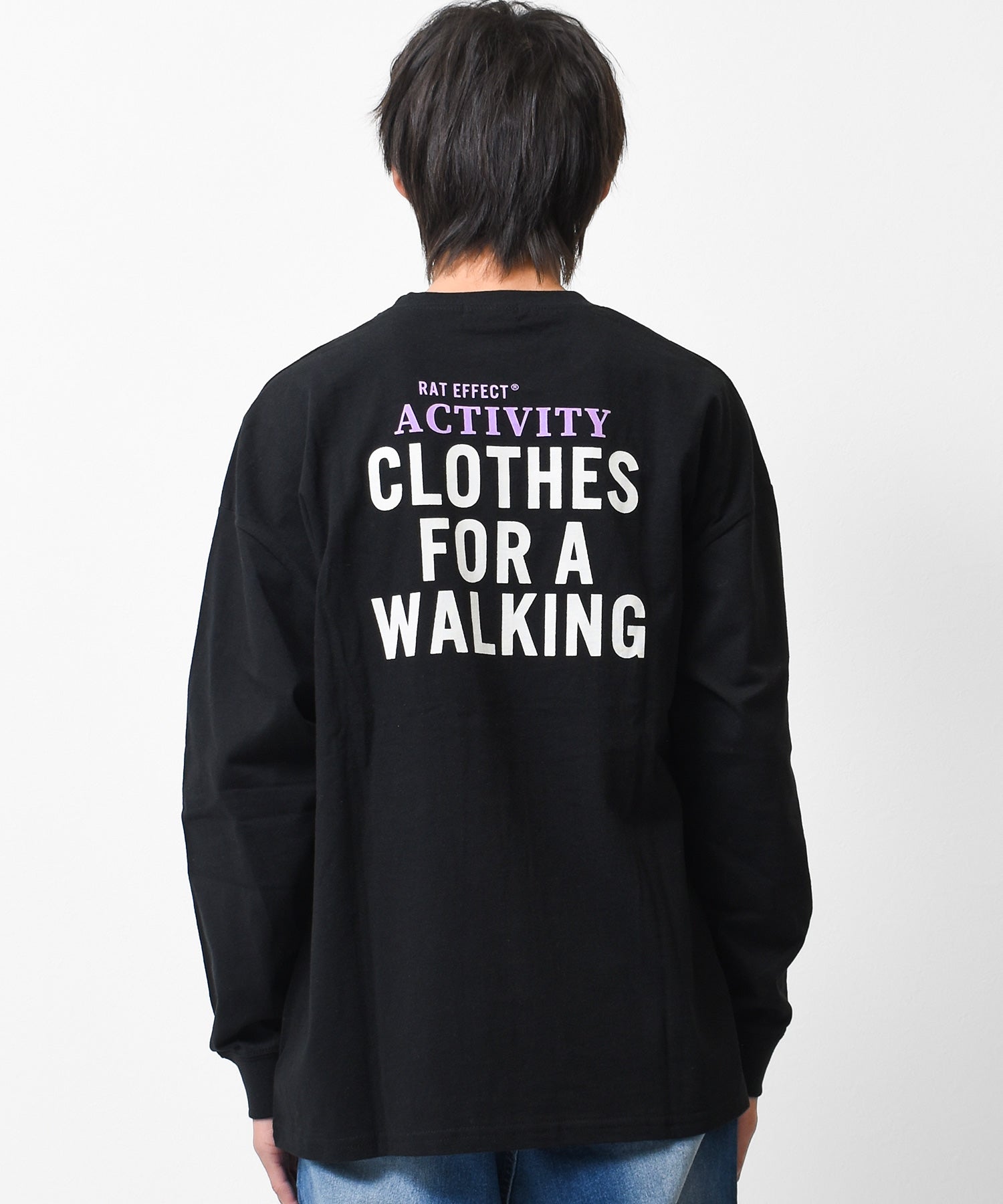 ラット エフェクト RAT EFFECT ポケット付バックプリント袖リブロングTシャツ （ブラック） ブラック