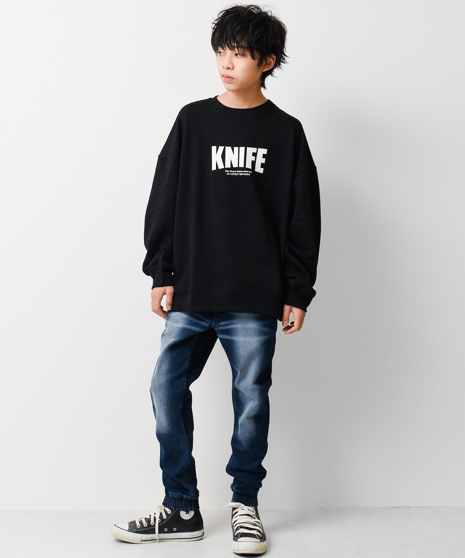 ラット エフェクト RAT EFFECT 裏起毛フロントロゴプリントトレーナー