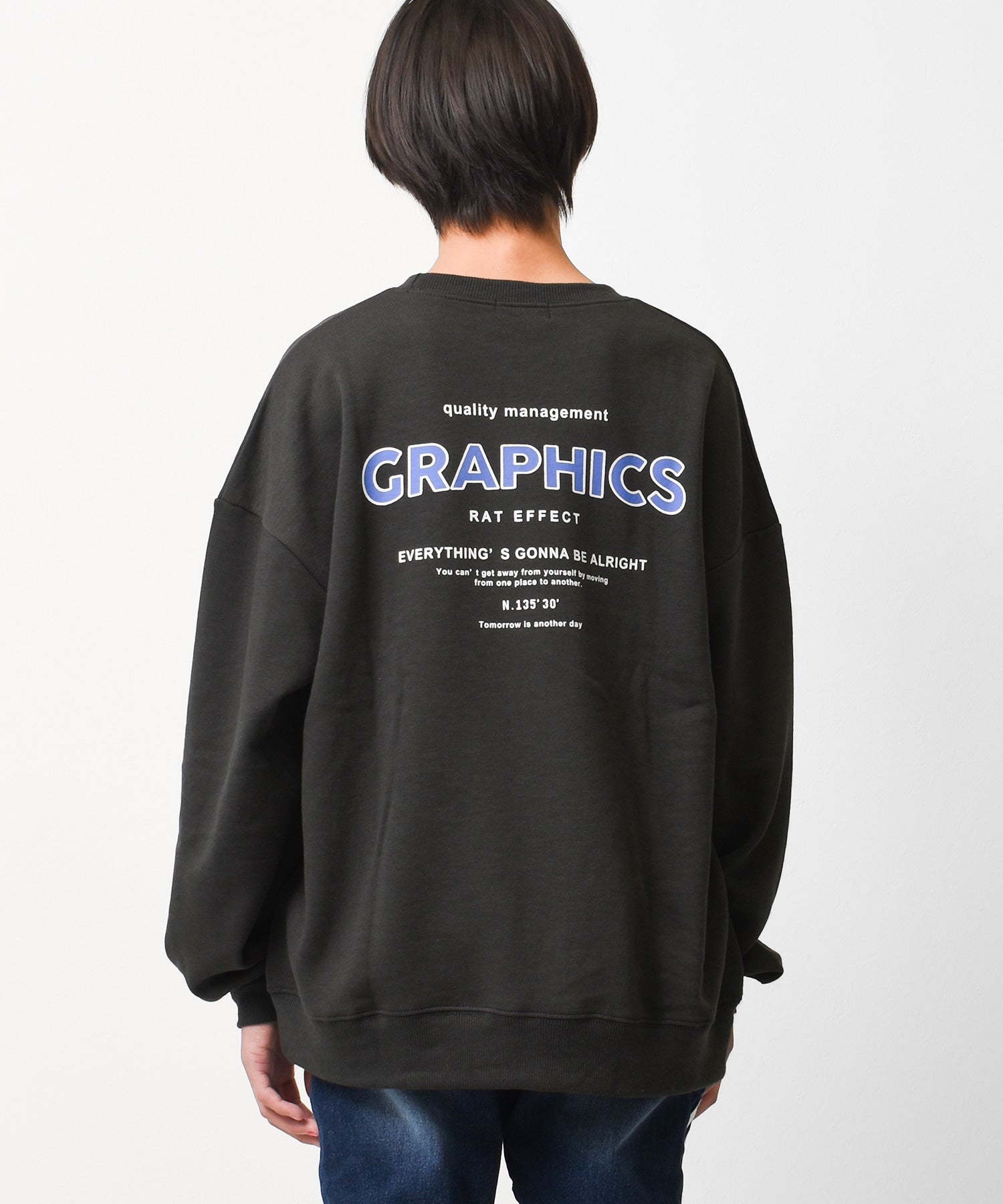 ラット エフェクト RAT EFFECT 裏起毛GRAPHICSロゴプリントトレーナー,チャコール