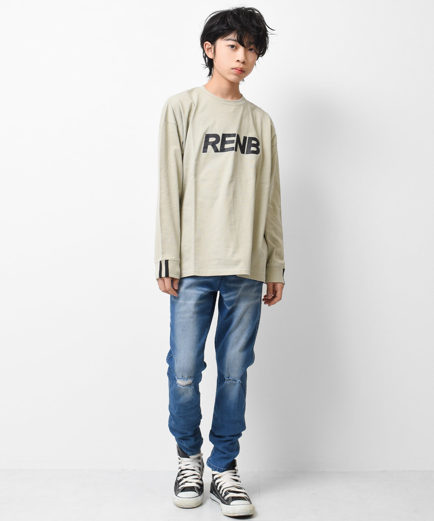 ラット エフェクト RAT EFFECT RENBプリントライン袖リブロングTシャツ