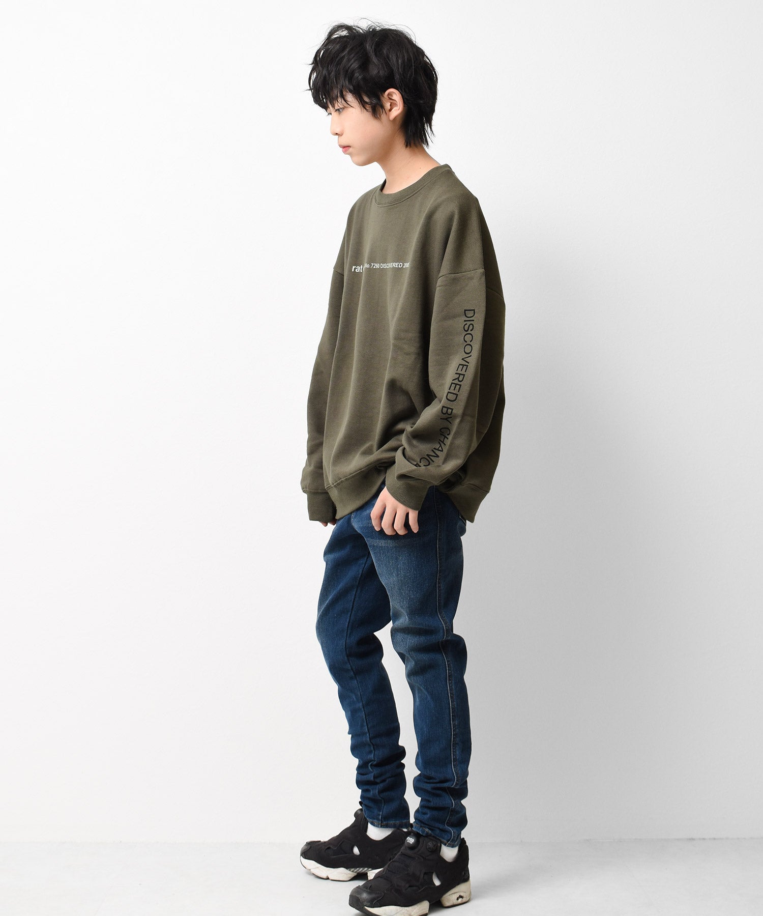 ラット エフェクト RAT EFFECT 裏起毛袖ロゴプリントトレーナー