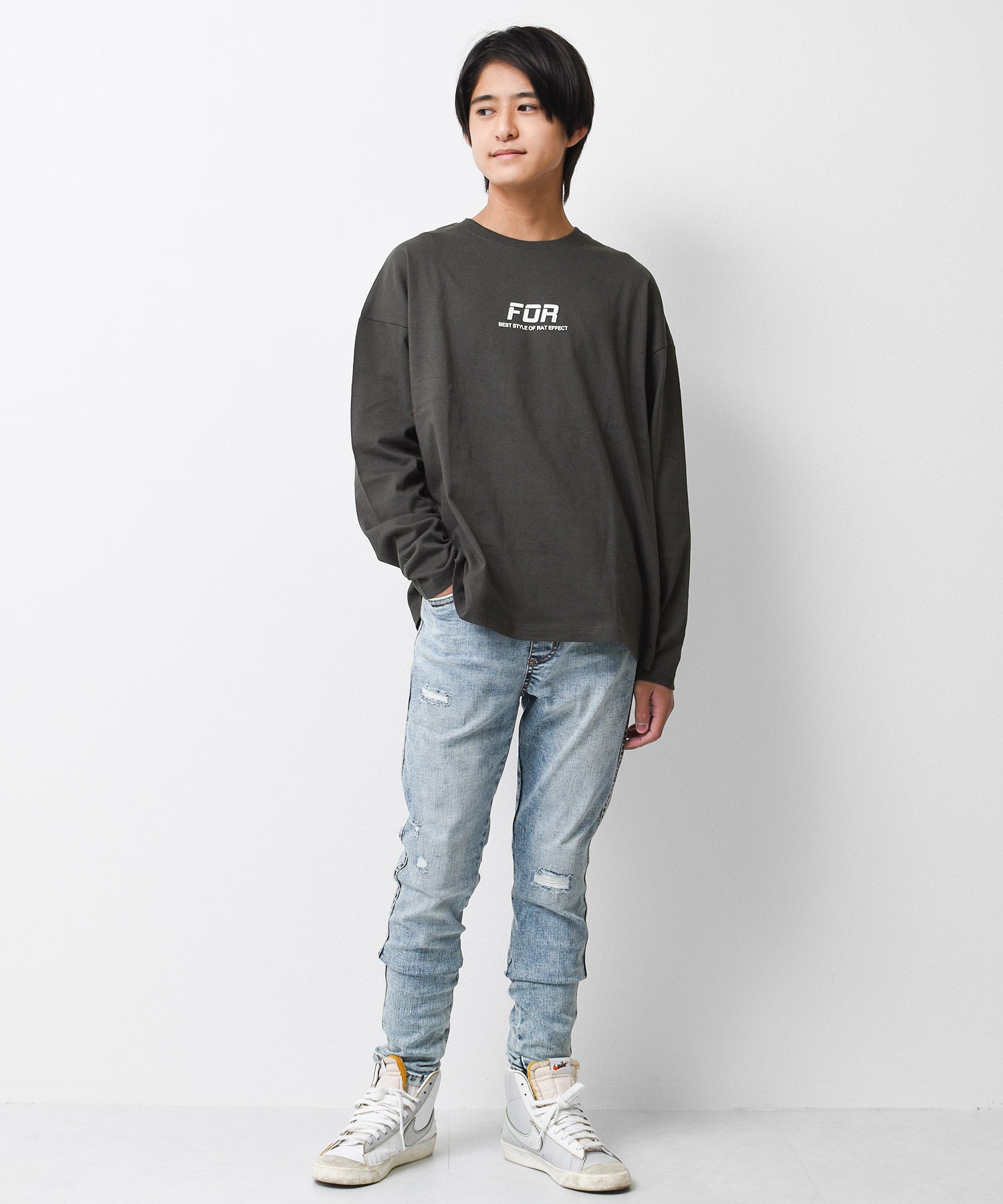 ラット エフェクト RAT EFFECT FORバックプリントロングTシャツ （ライトブルー） ライトブルー