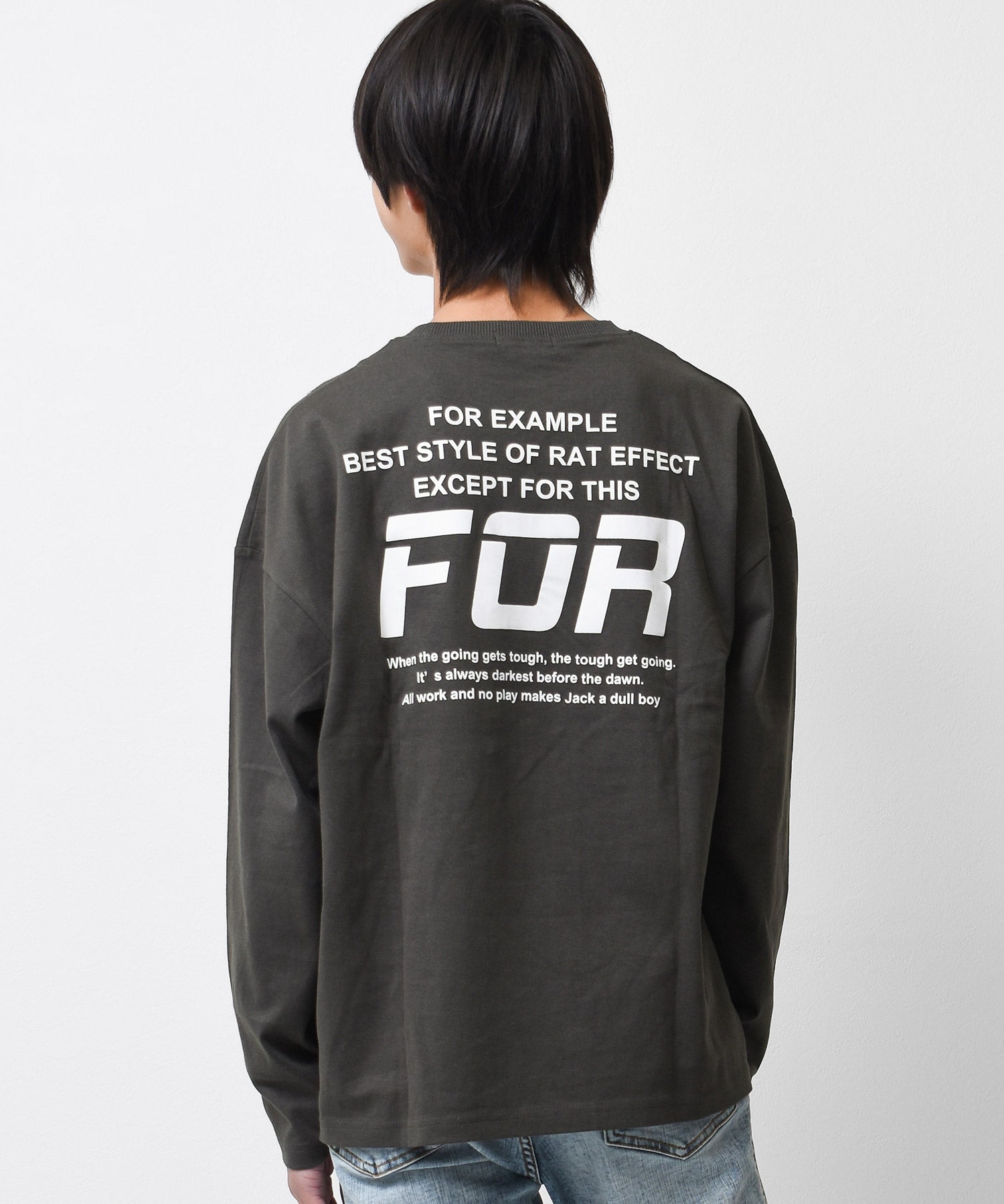 ラット エフェクト RAT EFFECT FORバックプリントロングTシャツ （チャコール） チャコール