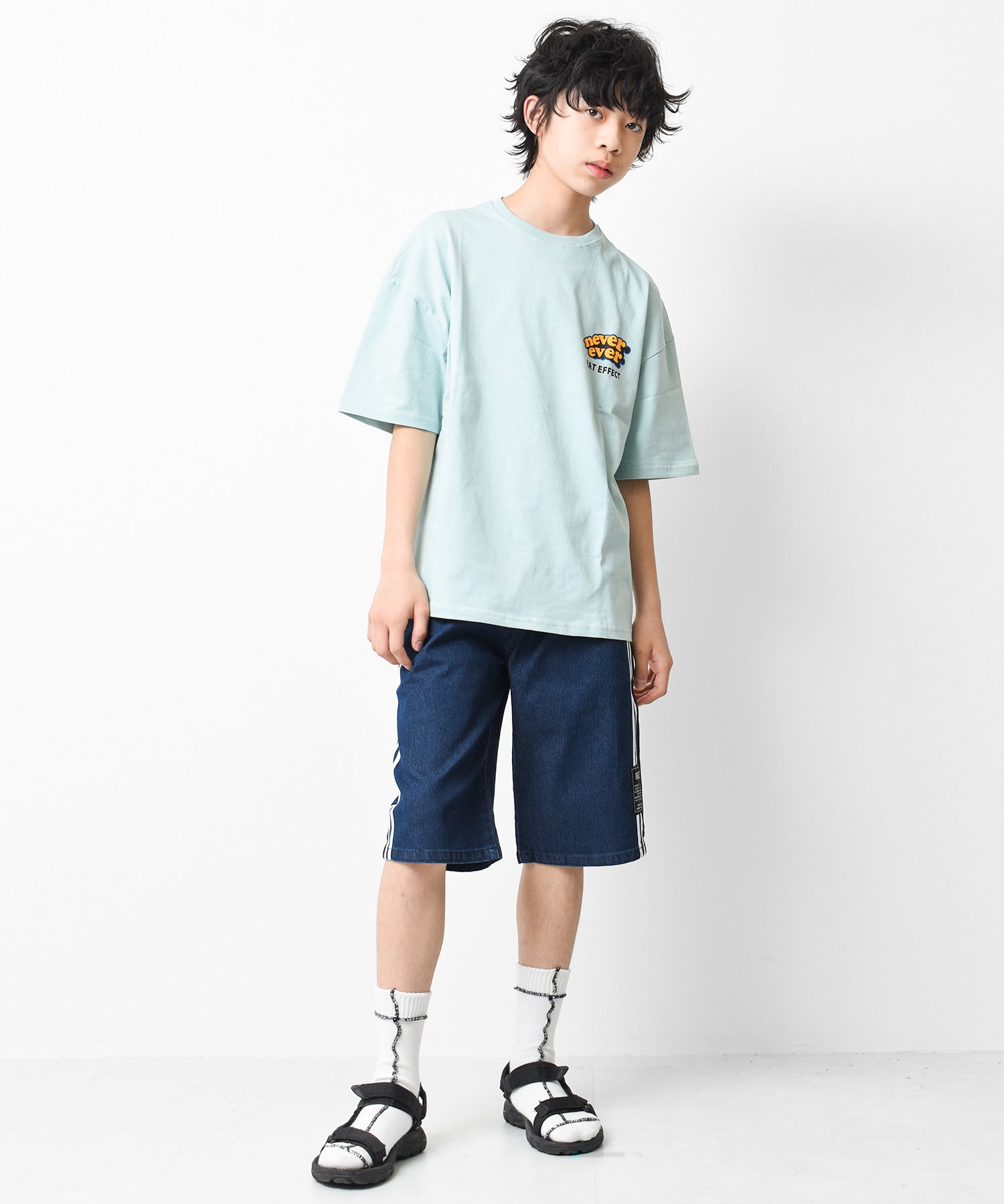 ラット エフェクト RAT EFFECT デニムサイドラインハーフパンツ （ブルー） ブルー