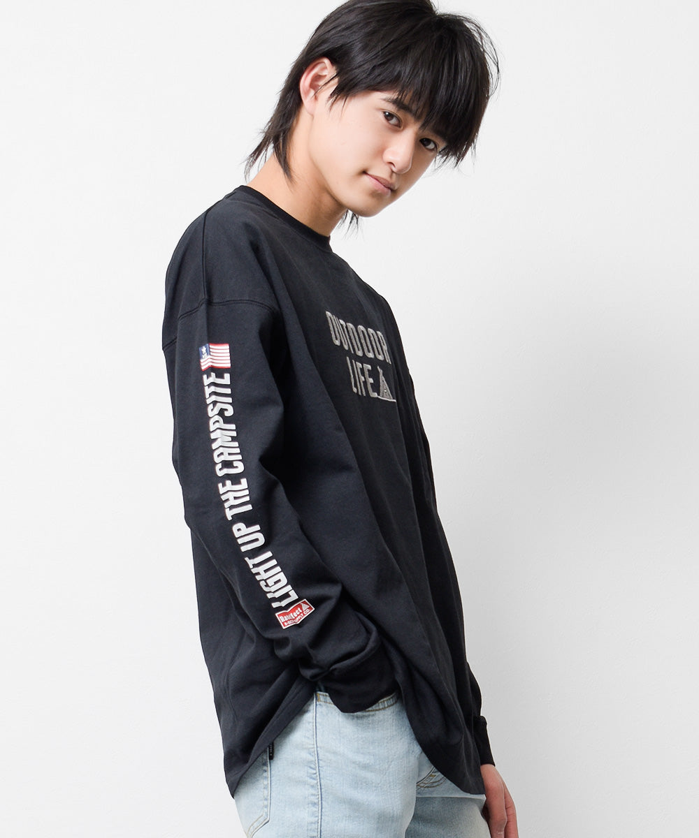 ラット エフェクト RAT EFFECT RATOUTDOORLIFEロングTシャツ