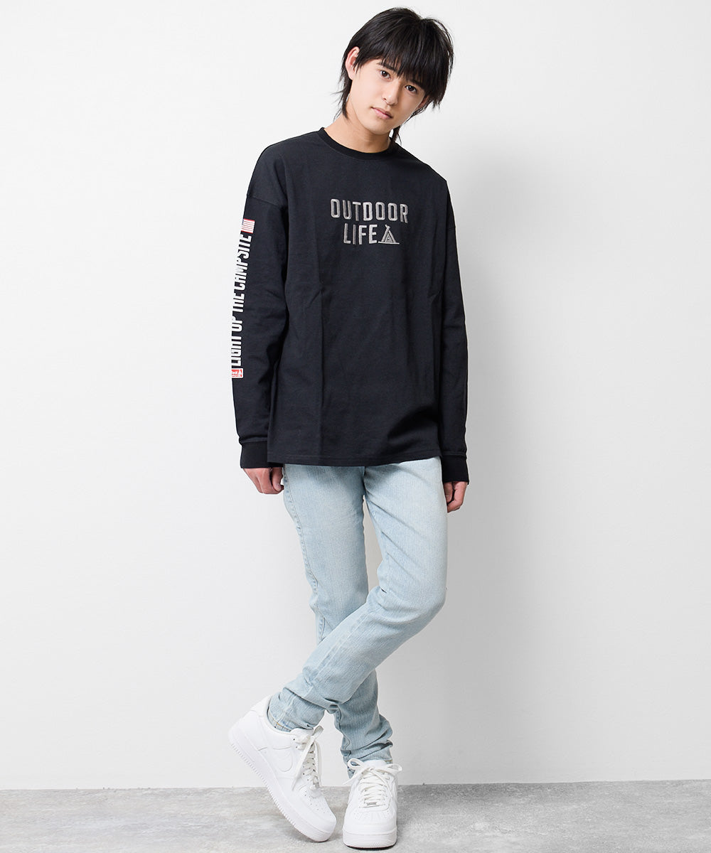 ラット エフェクト RAT EFFECT RATOUTDOORLIFEロングTシャツ