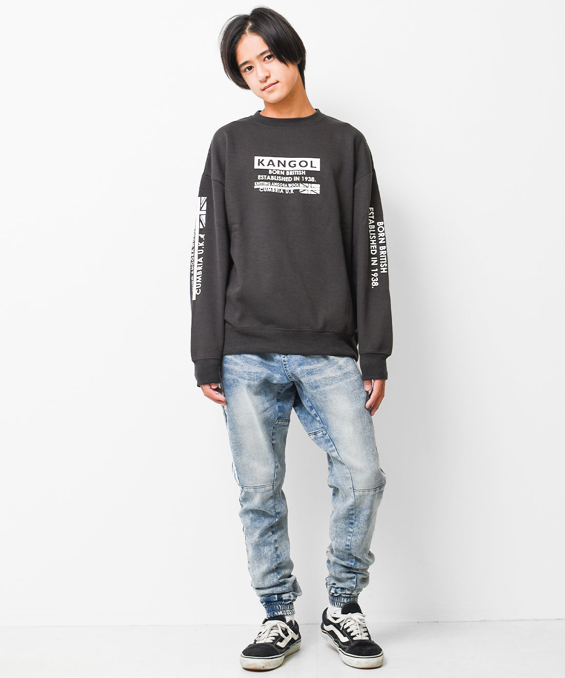 ラット エフェクト RAT EFFECT KANGOL別注裏起毛袖ロゴトレーナー