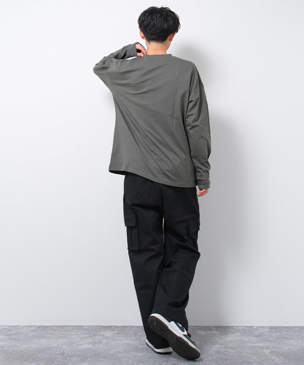 ラット エフェクト RAT EFFECT 袖ロゴプリントロングTシャツ （カーキ） カーキ