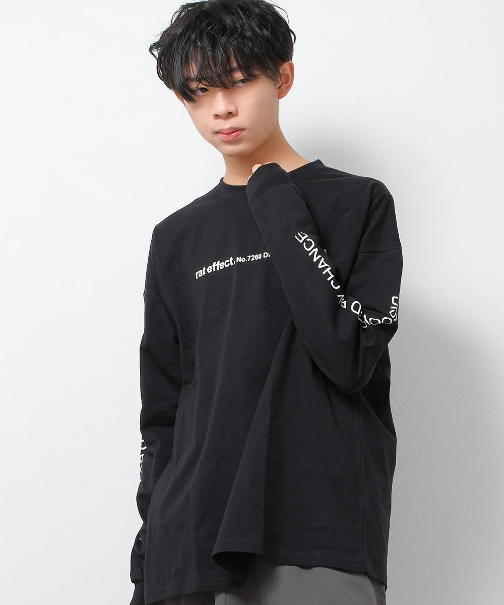 ラット エフェクト RAT EFFECT 袖ロゴプリントロングTシャツ （ブラック） ブラック