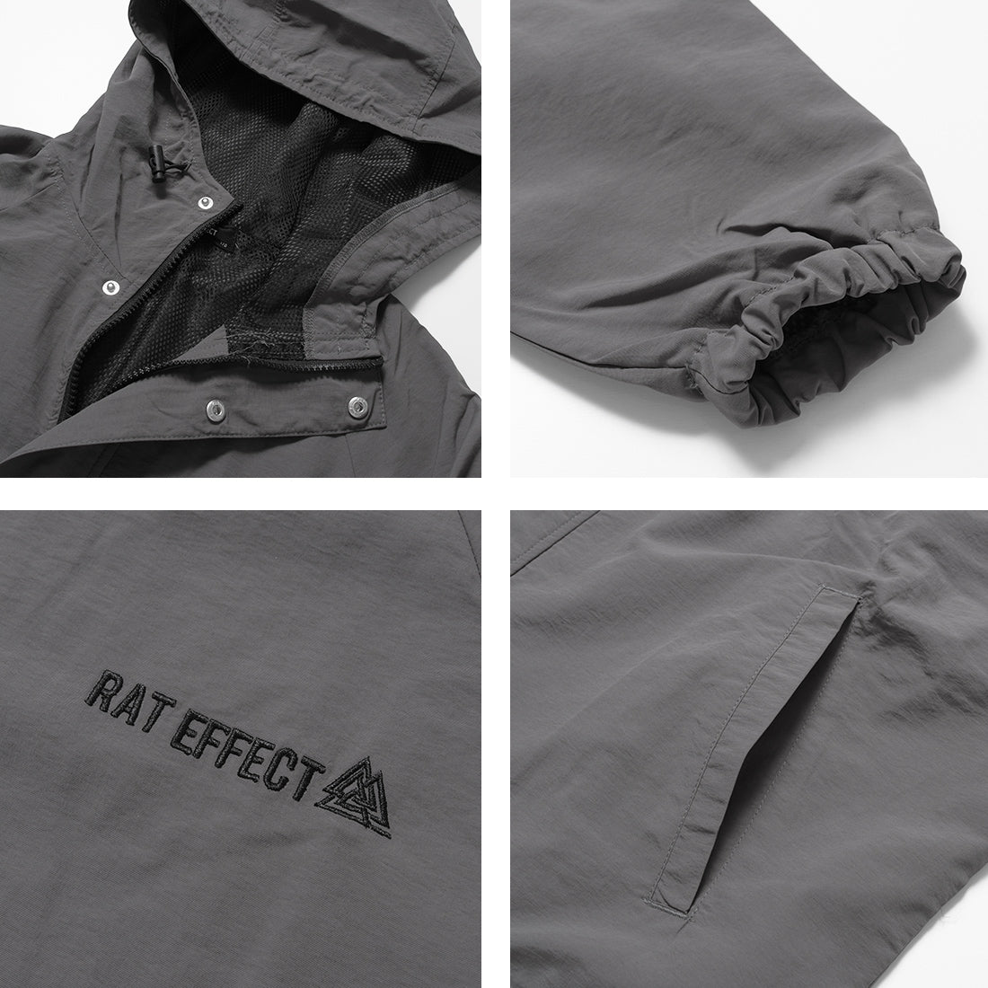 ラット エフェクト RAT EFFECT 裏メッシュルーズマウンテンフーディージャケット （チャコールグレー） チャコールグレー