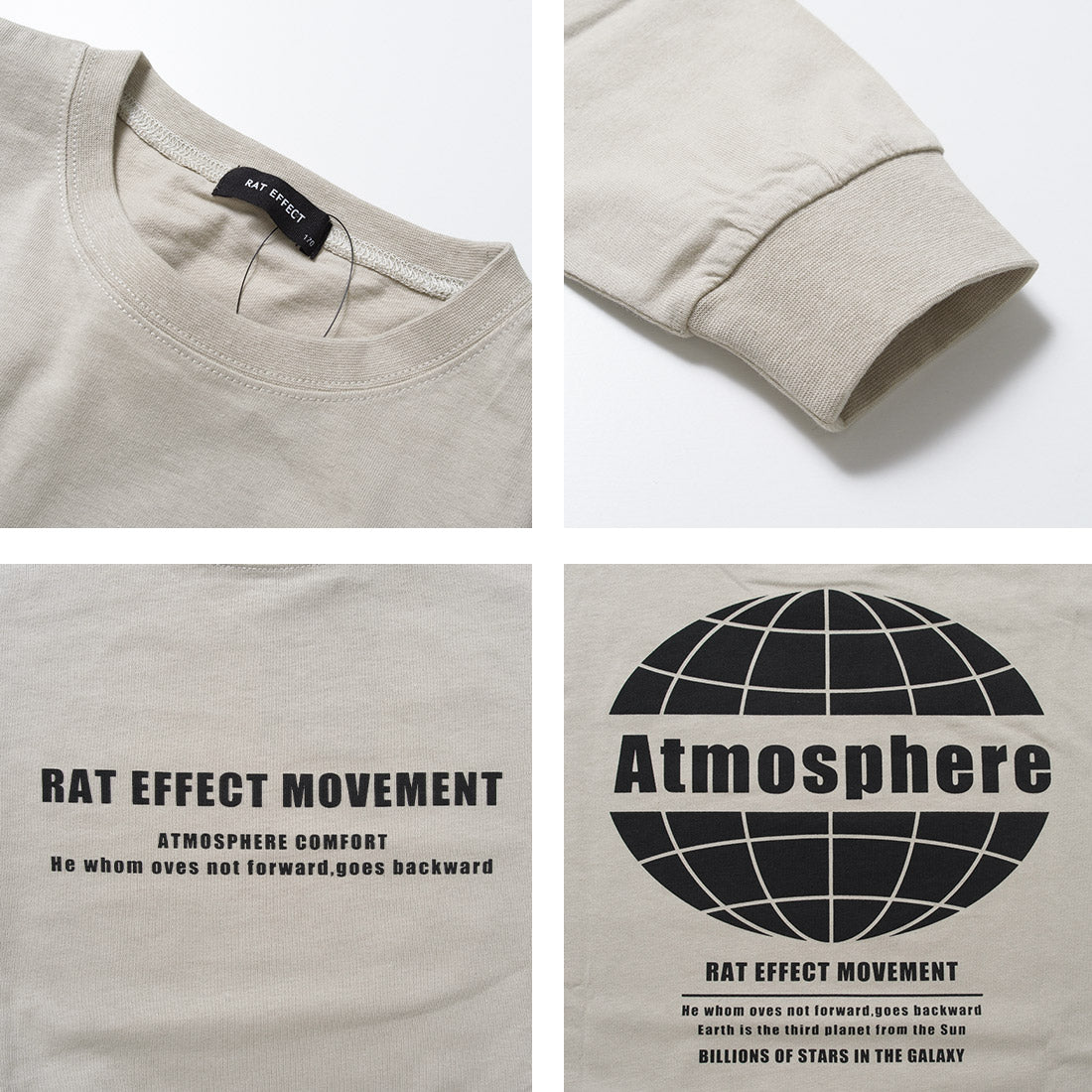 ラット エフェクト RAT EFFECT AtmosphereバックプリントロングTシャツ （ブラック） ブラック